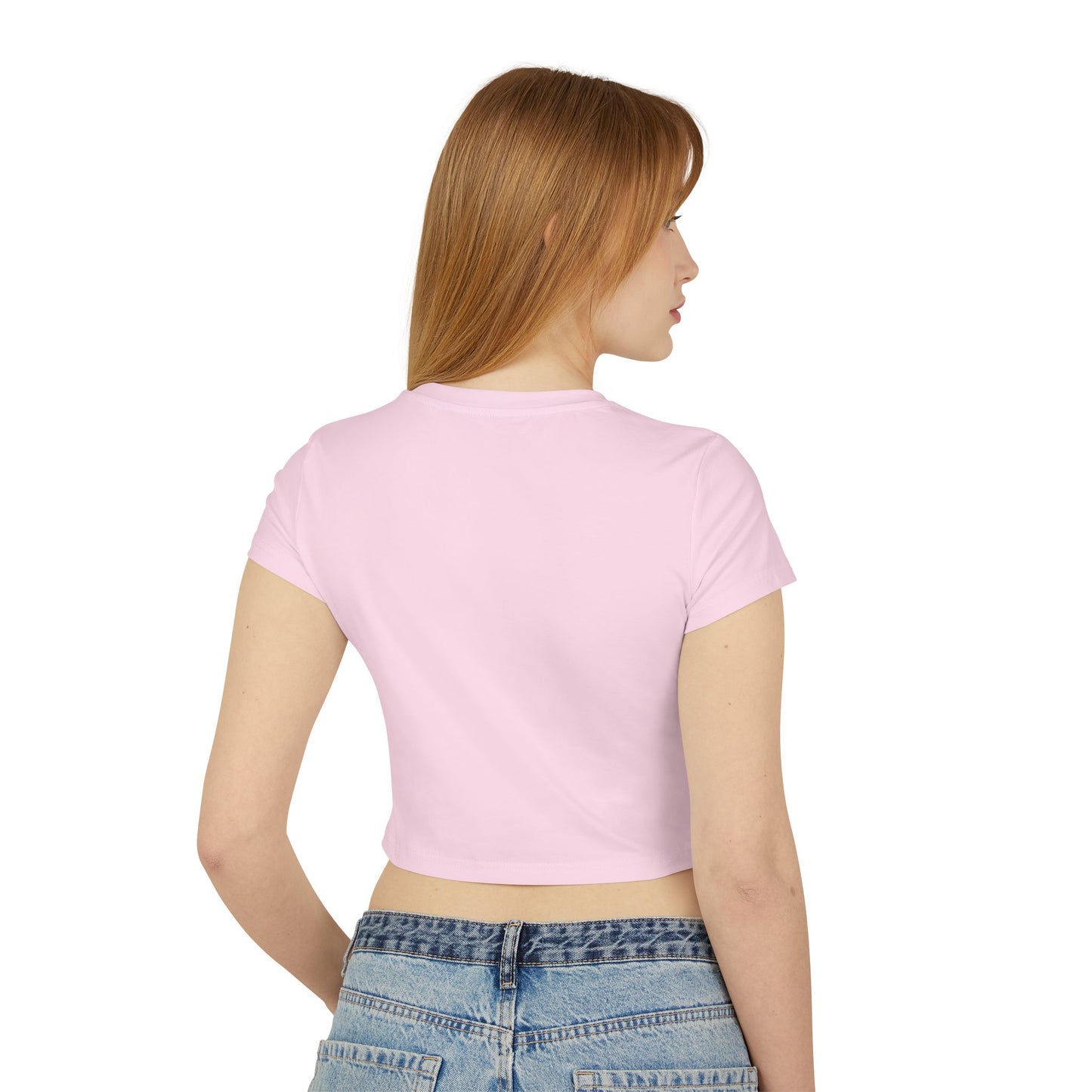 Women's Baby Tee - "I'm Literally Just a Girl" Pink Lip Graphic Crop Top