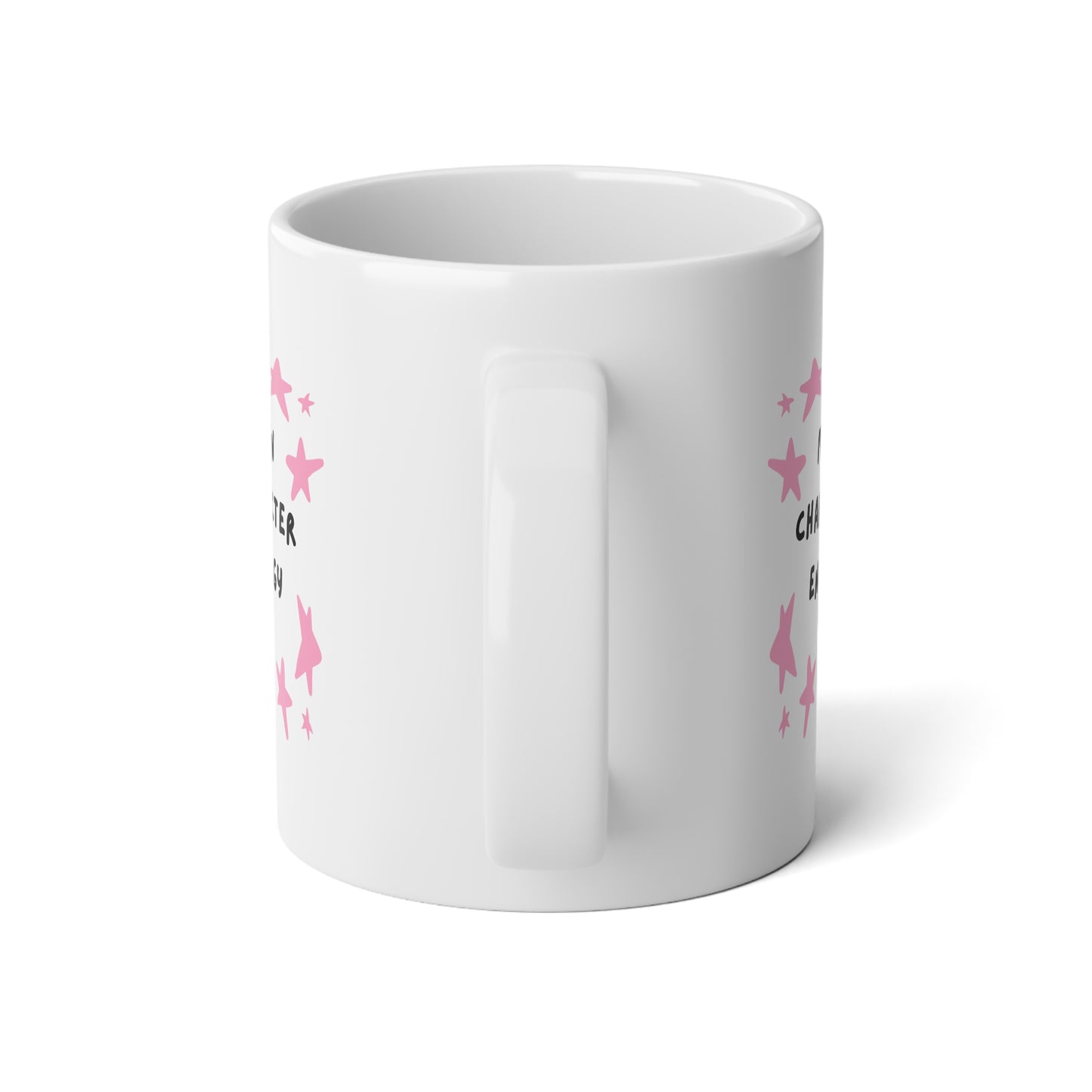 Jumbo Coffee Mug 20oz — Cute Pink Stars "Main Character Energy" Design