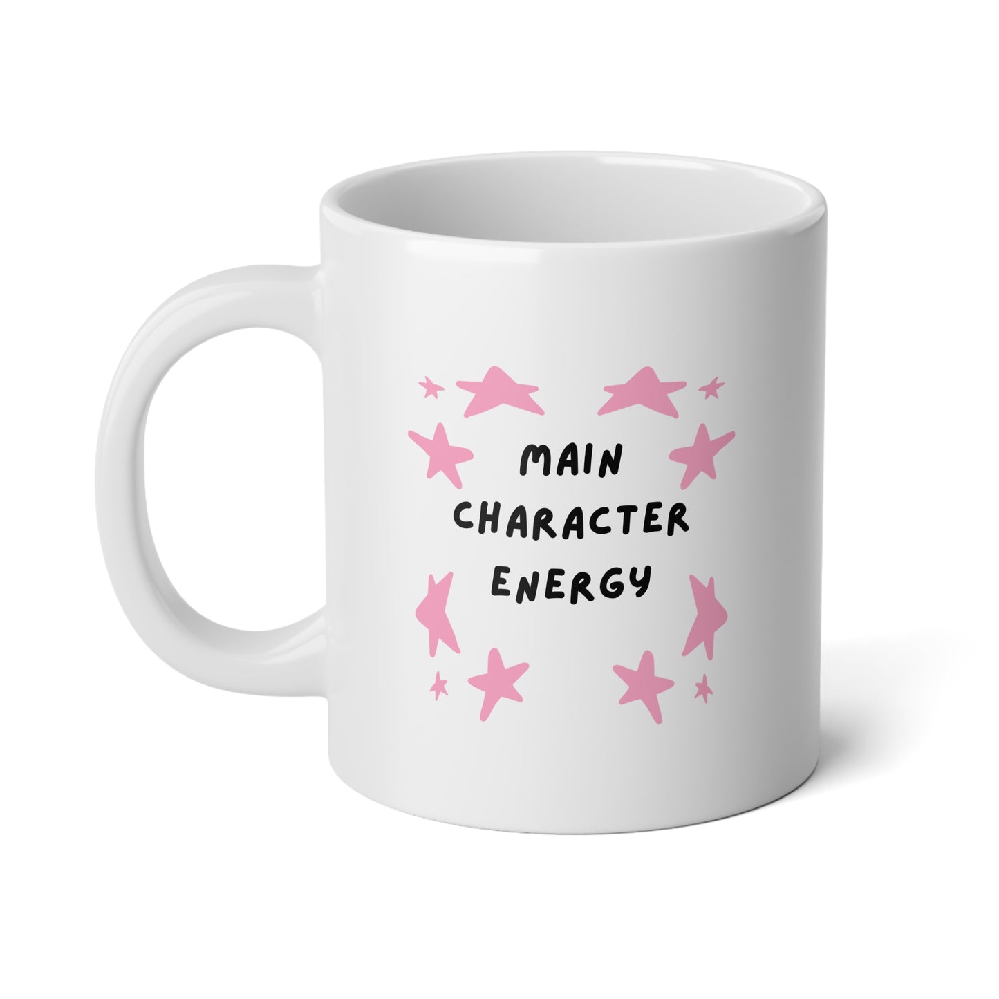 Jumbo Coffee Mug 20oz — Cute Pink Stars "Main Character Energy" Design