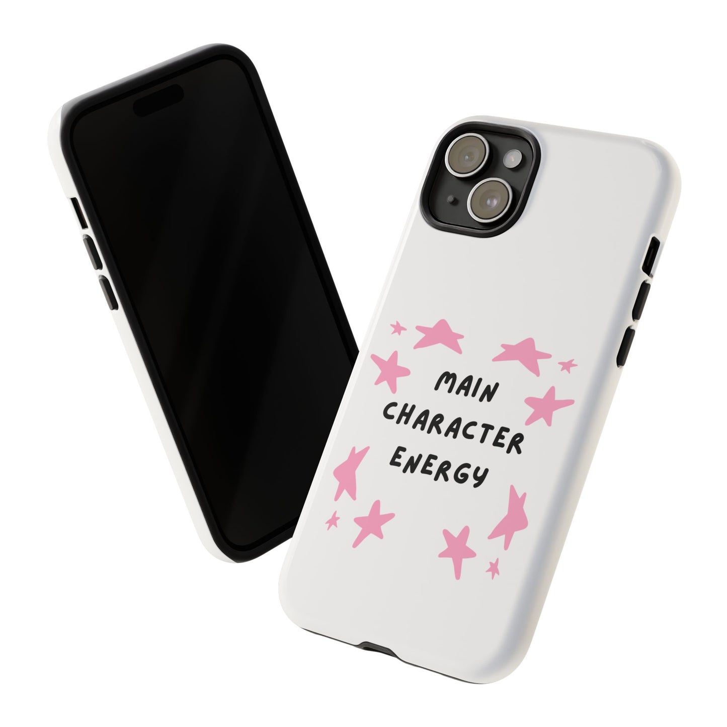 Main Character Energy Phone Case — Pink Stars Protective iPhone Cover