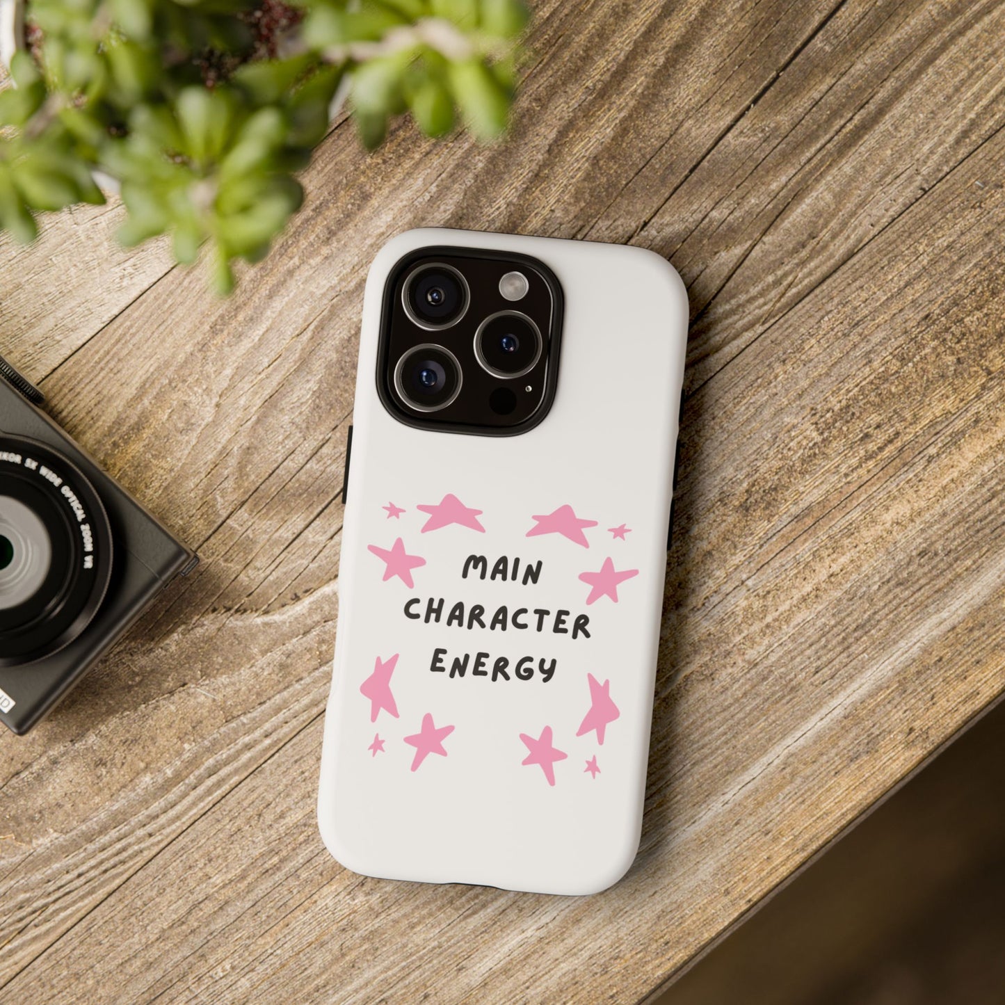Main Character Energy Phone Case — Pink Stars Protective iPhone Cover
