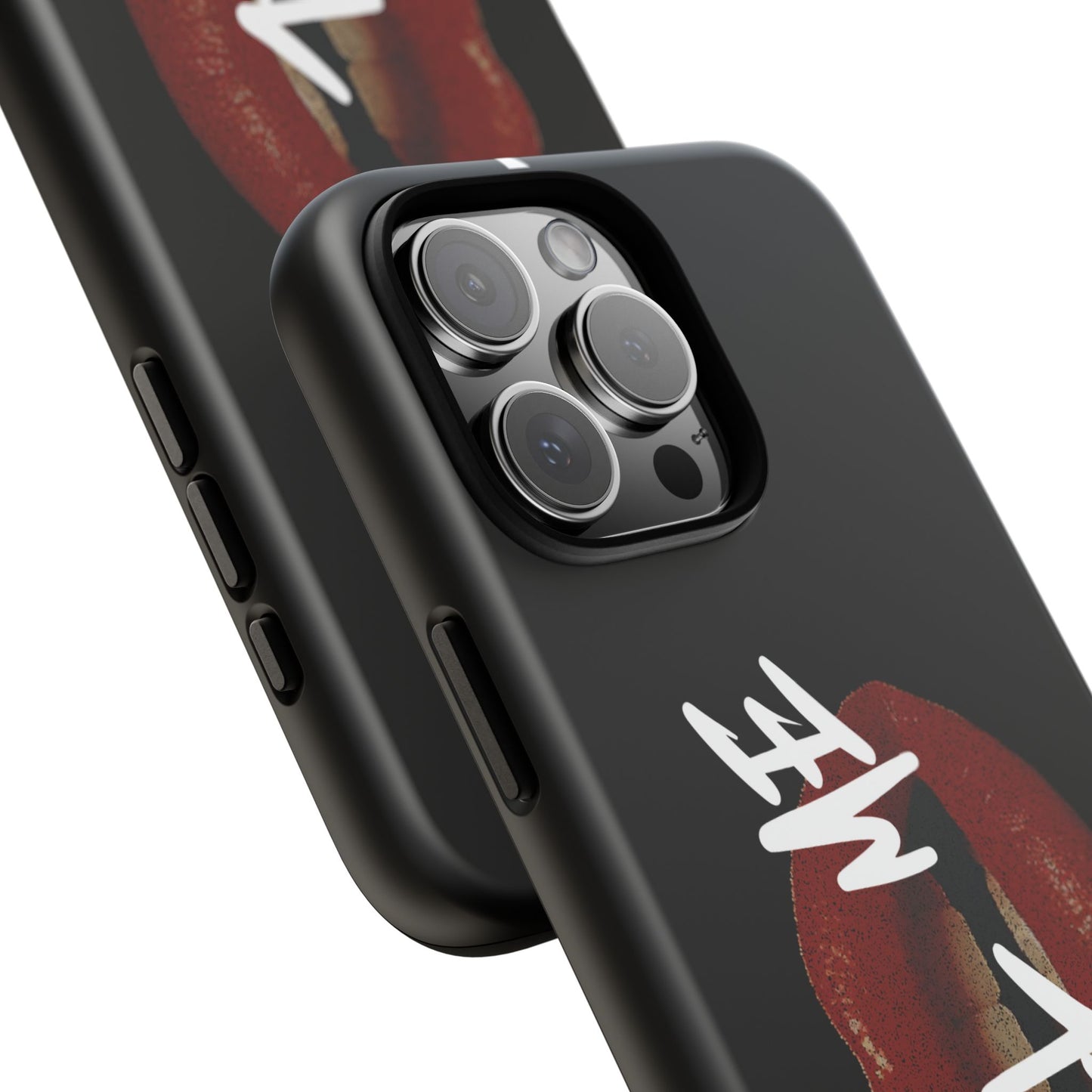 Phone Case — Glossy Black "Call Me" Red Lips Protective Case