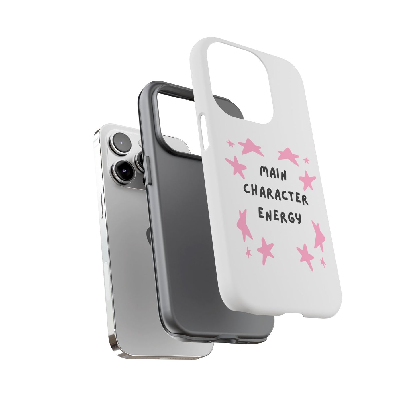 Main Character Energy Phone Case — Pink Stars Protective iPhone Cover