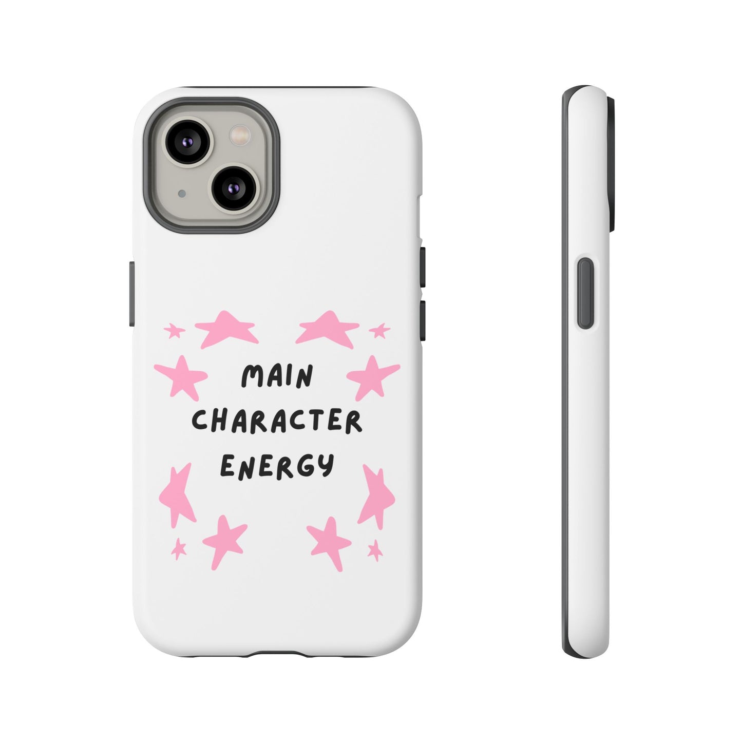 Main Character Energy Phone Case — Pink Stars Protective iPhone Cover