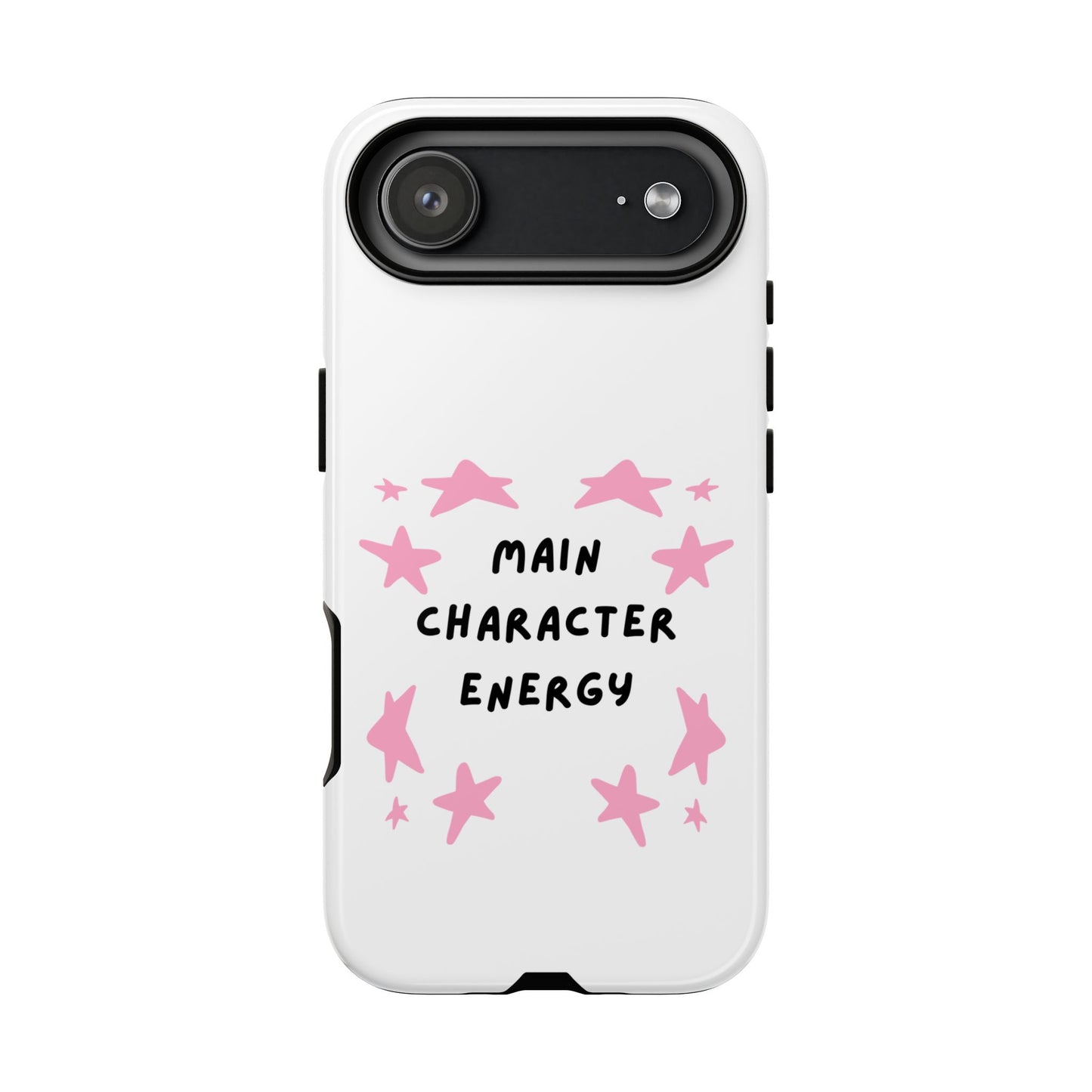 Main Character Energy Phone Case — Pink Stars Protective iPhone Cover