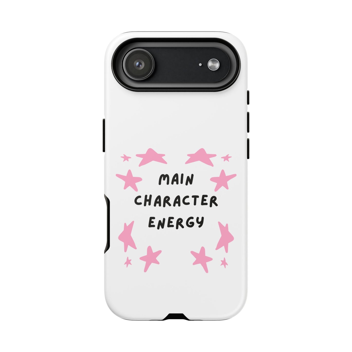 Main Character Energy Phone Case — Pink Stars Protective iPhone Cover