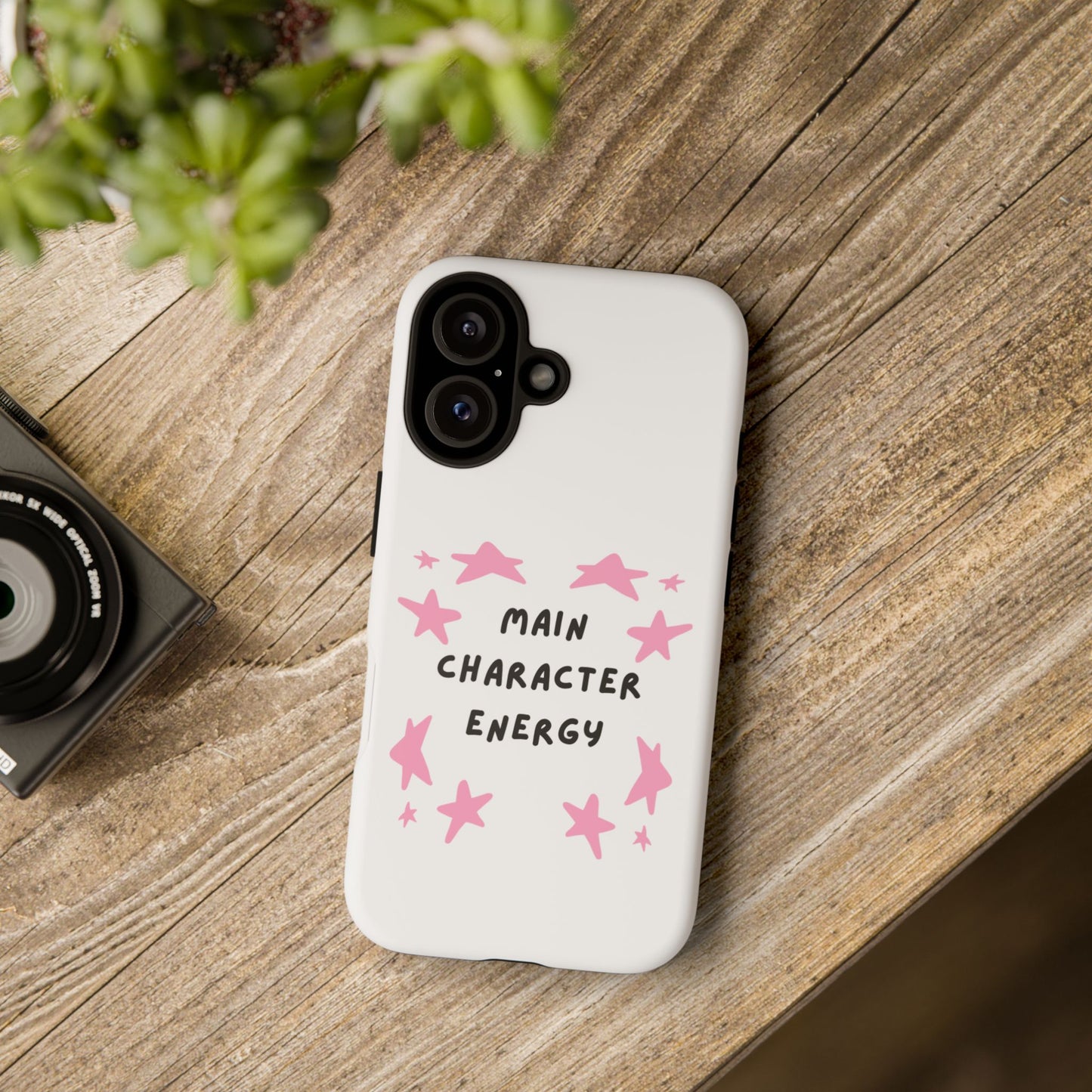 Main Character Energy Phone Case — Pink Stars Protective iPhone Cover