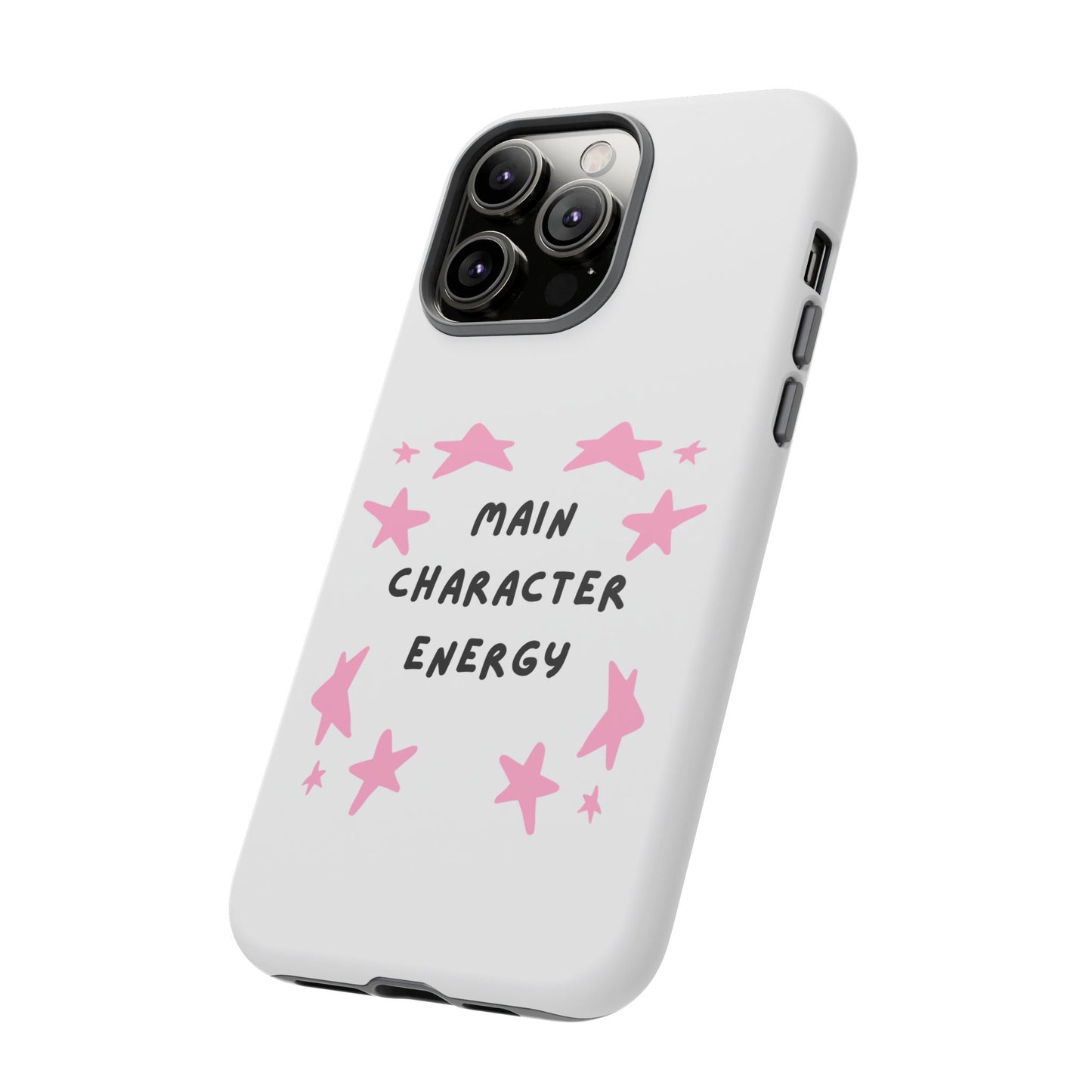 Main Character Energy Phone Case — Pink Stars Protective iPhone Cover