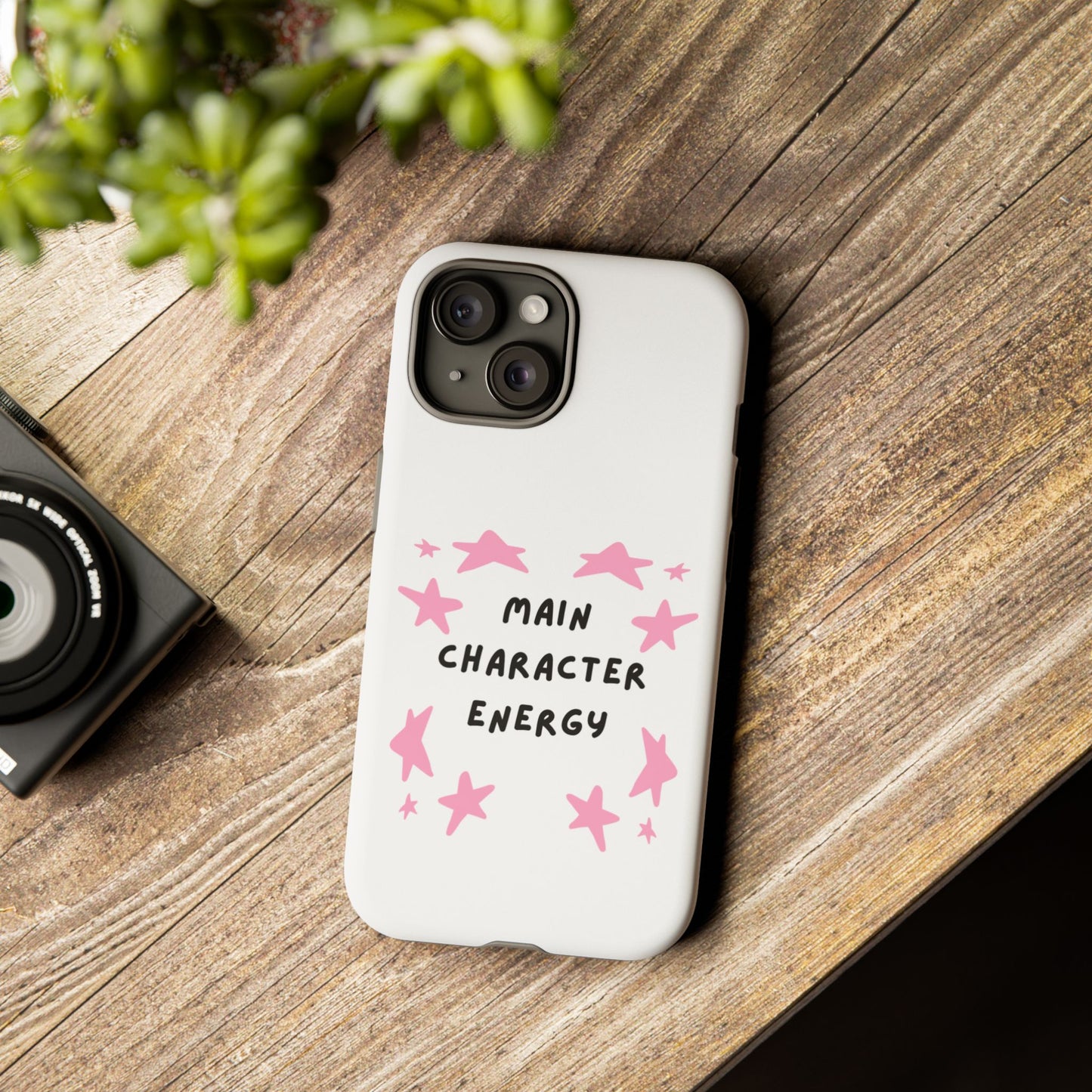 Main Character Energy Phone Case — Pink Stars Protective iPhone Cover