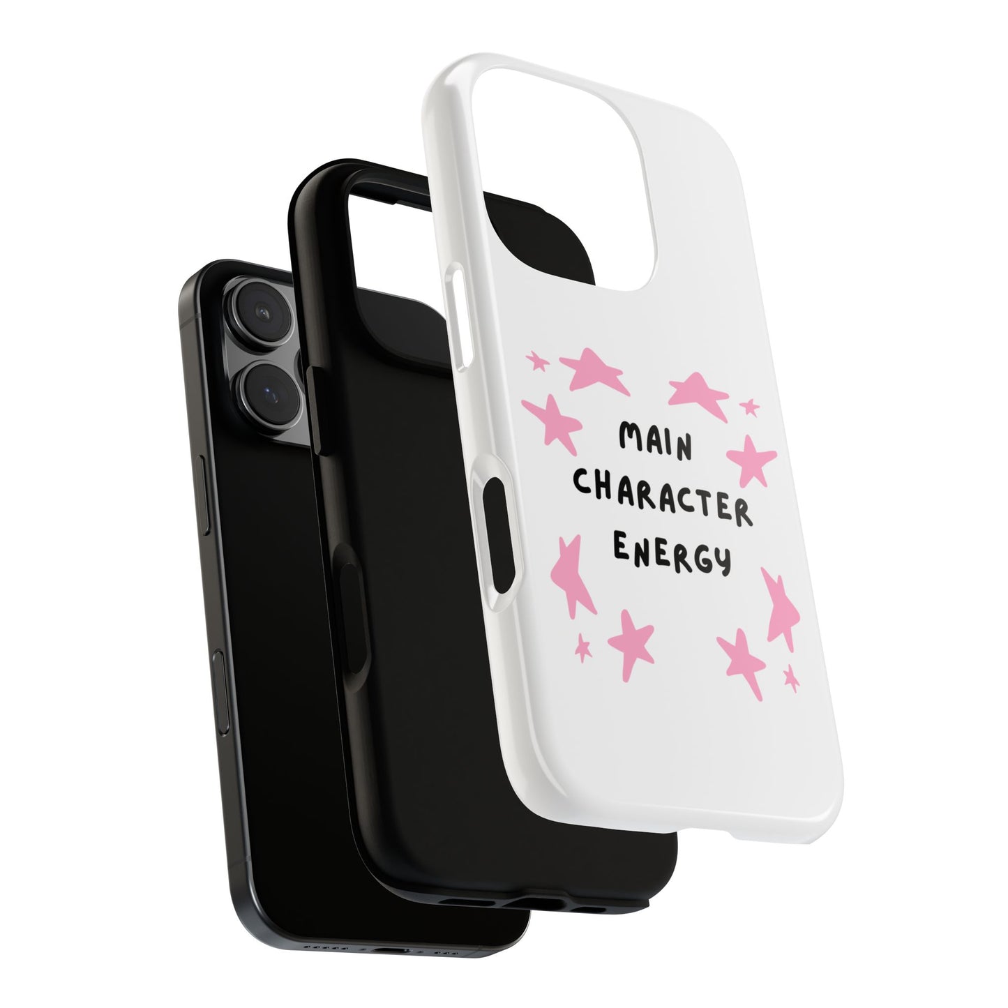 Main Character Energy Phone Case — Pink Stars Protective iPhone Cover