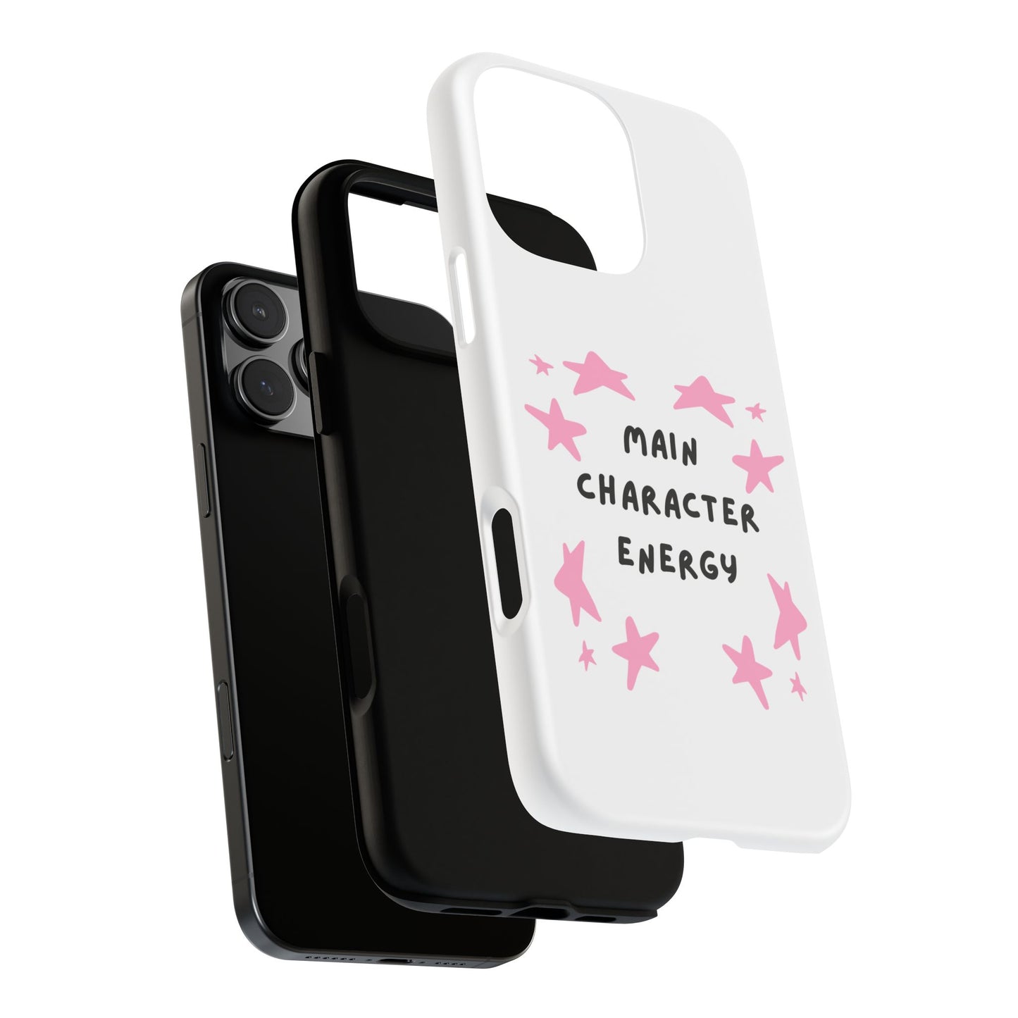 Main Character Energy Phone Case — Pink Stars Protective iPhone Cover