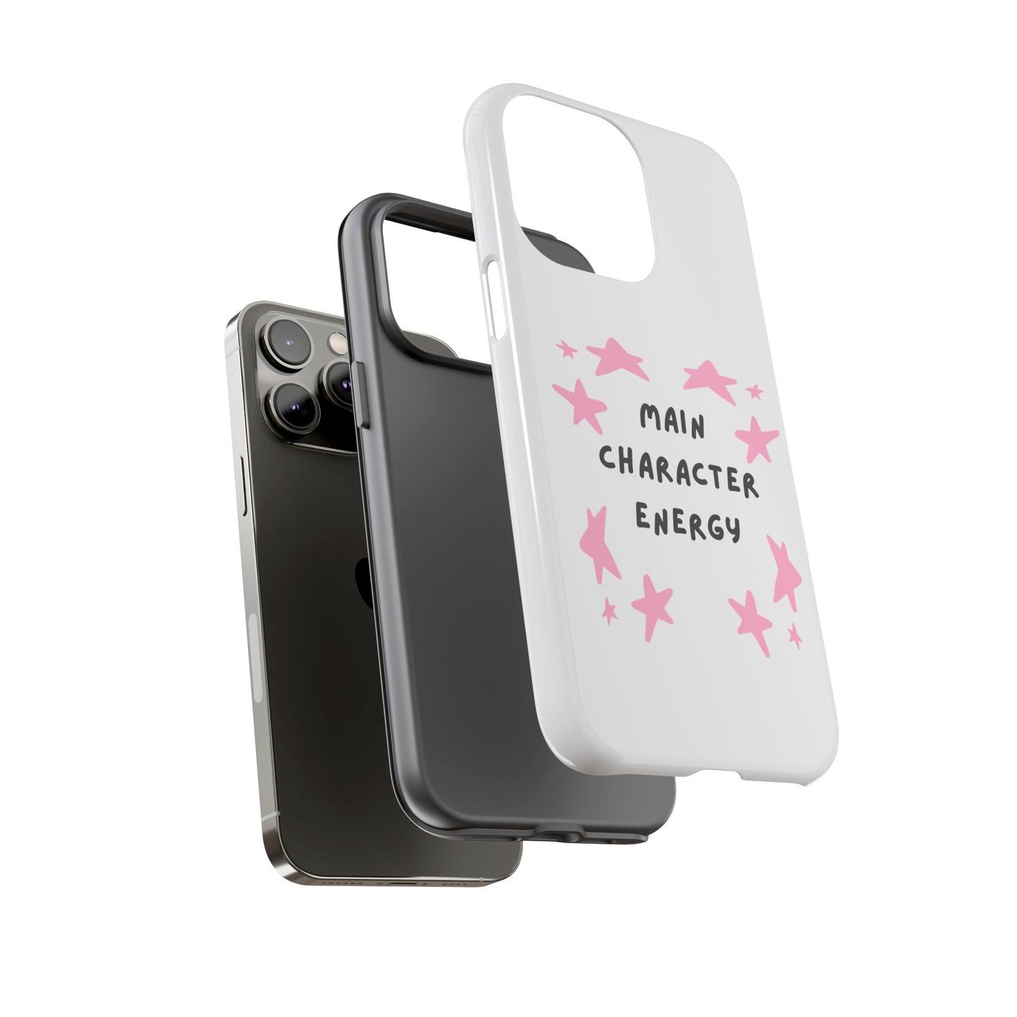 Main Character Energy Phone Case — Pink Stars Protective iPhone Cover