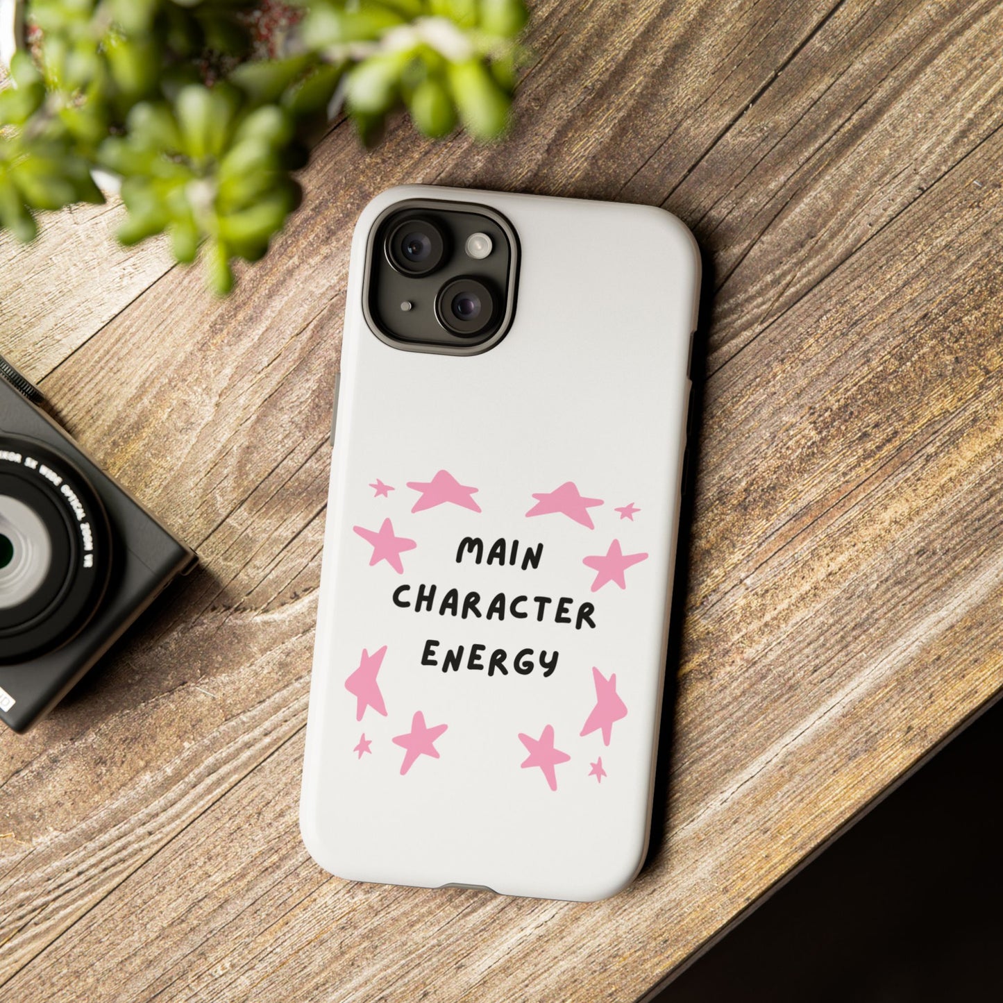 Main Character Energy Phone Case — Pink Stars Protective iPhone Cover