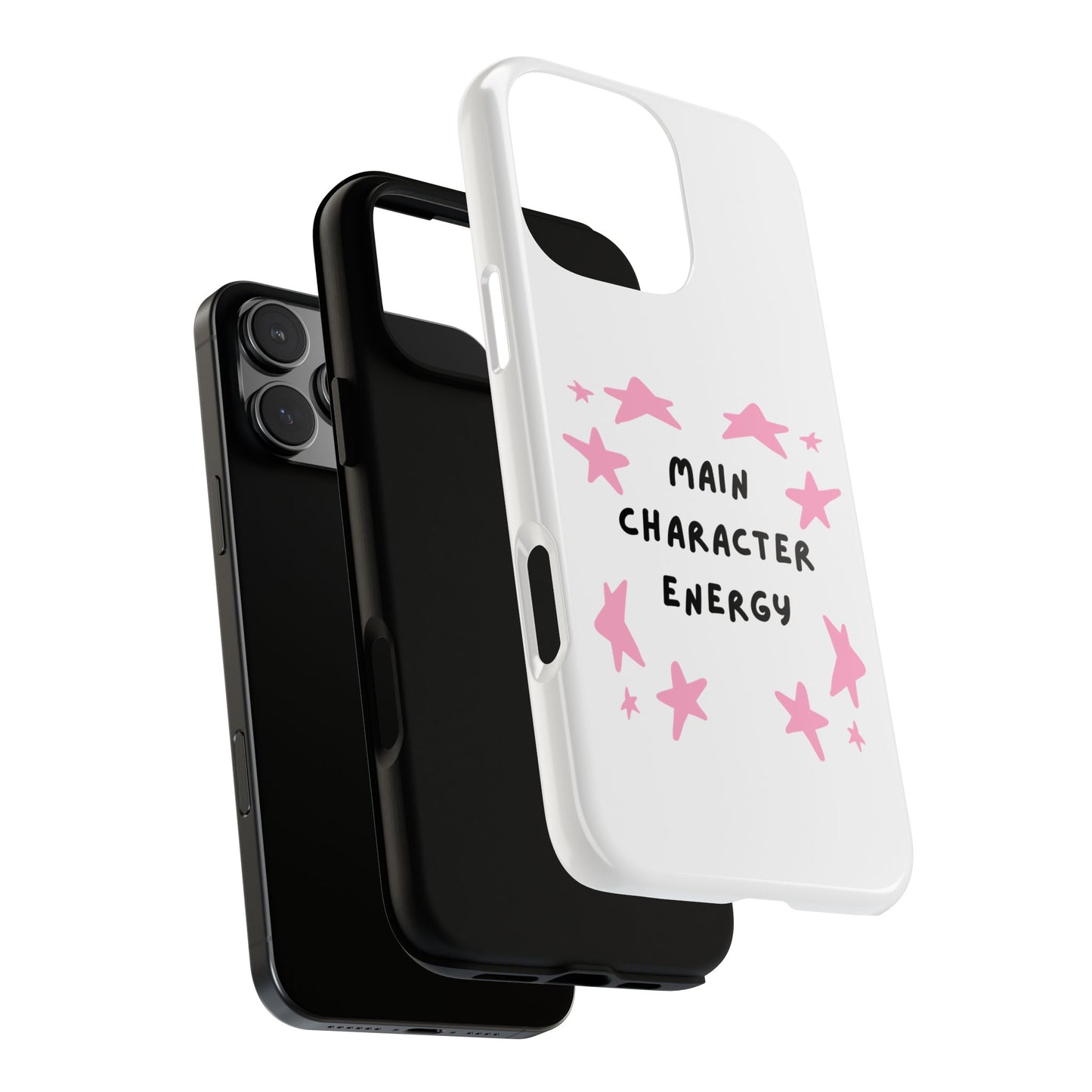 Main Character Energy Phone Case — Pink Stars Protective iPhone Cover
