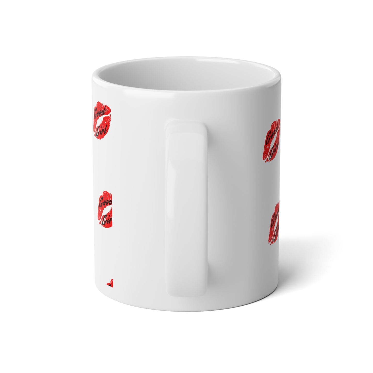 20oz Jumbo Mug — Red Kiss Lip Print "Good Girl" Pattern