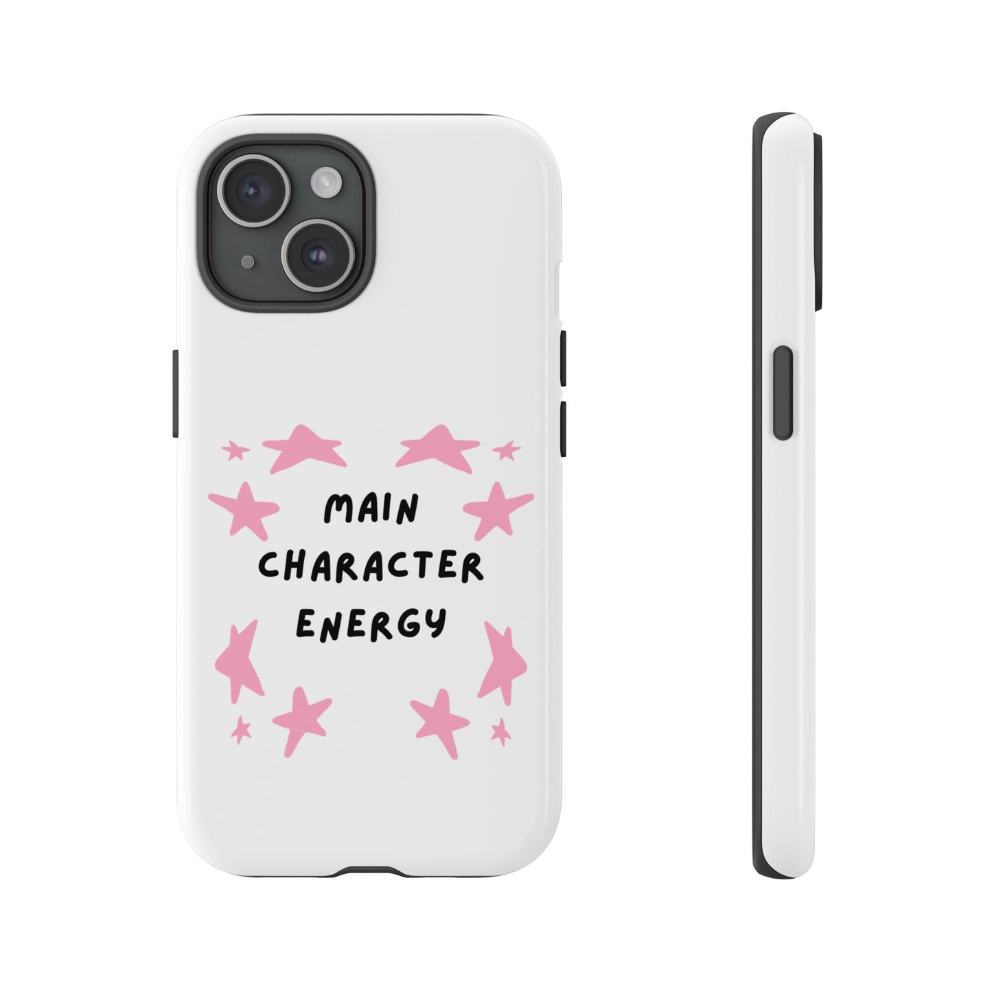 Main Character Energy Phone Case — Pink Stars Protective iPhone Cover