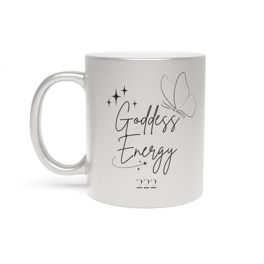 Goddess Energy 222 Metallic Mug — Silver/Gold Sparkle Stainless Coffee Cup