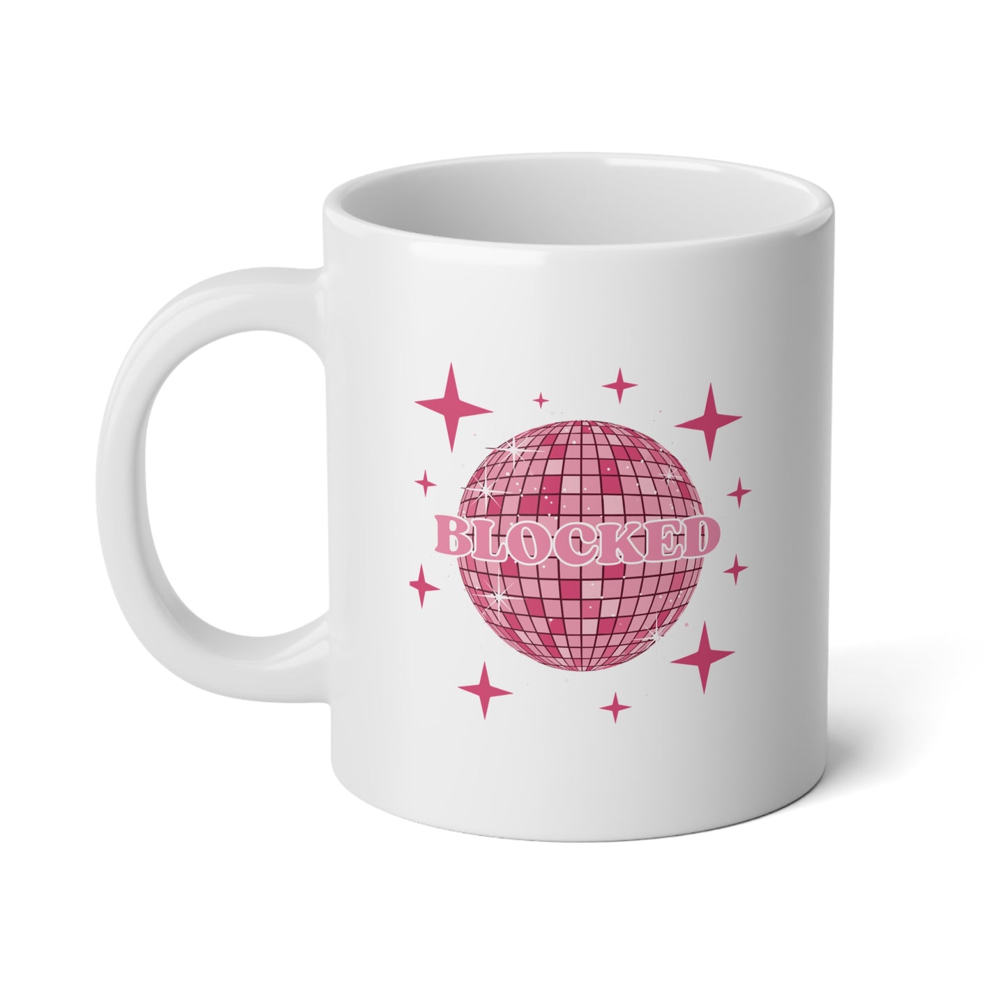 20oz Jumbo Mug — Pink Retro Star Graphic Coffee Cup
