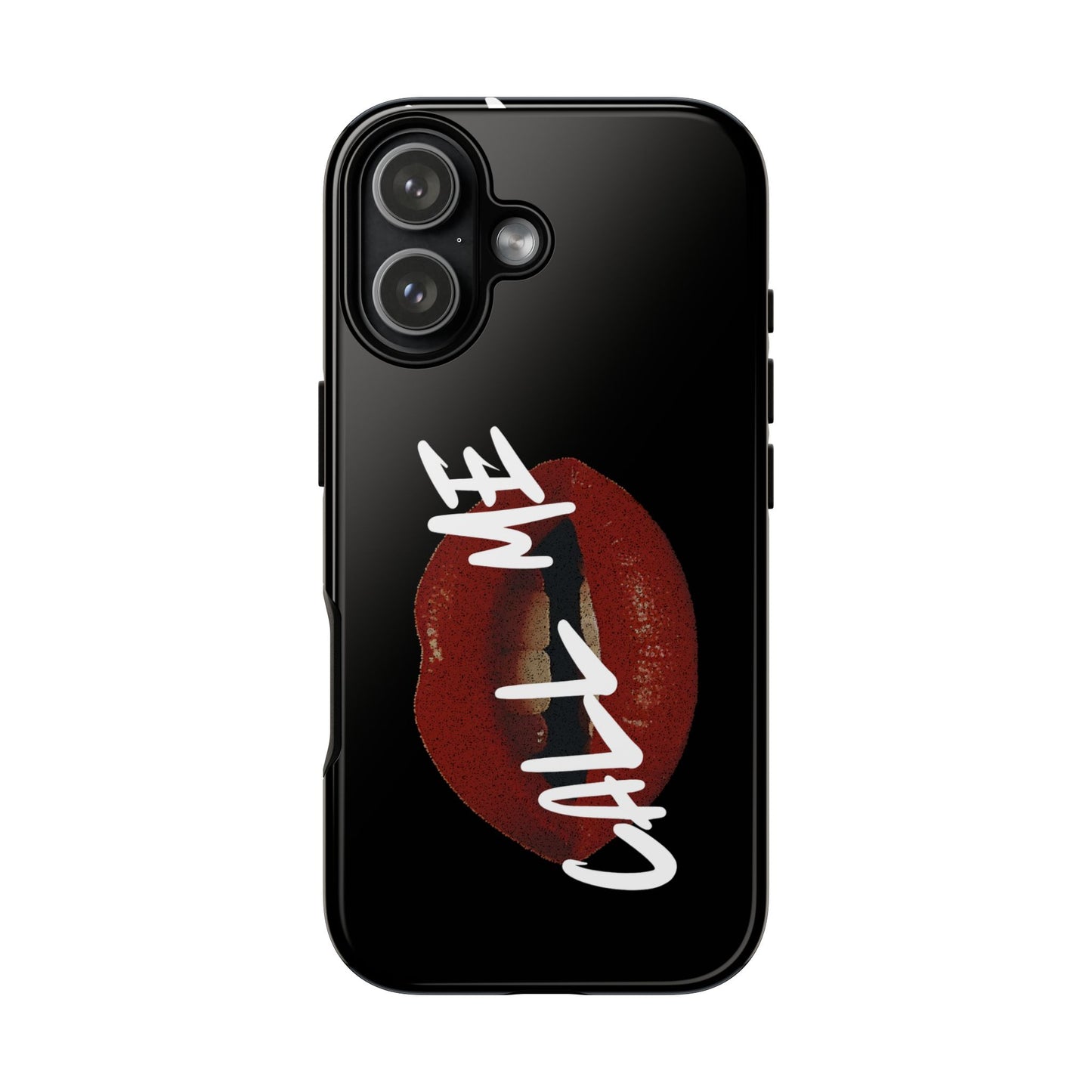 Phone Case — Glossy Black "Call Me" Red Lips Protective Case