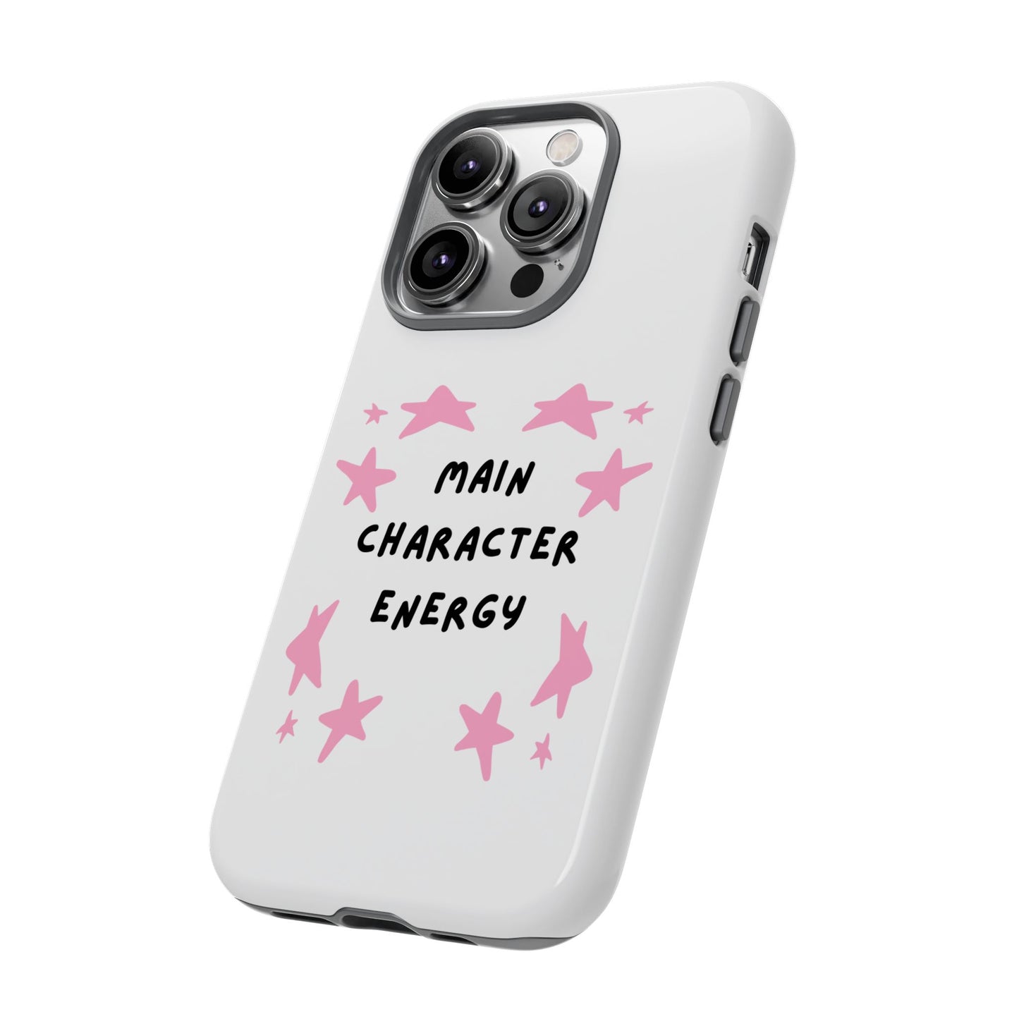 Main Character Energy Phone Case — Pink Stars Protective iPhone Cover