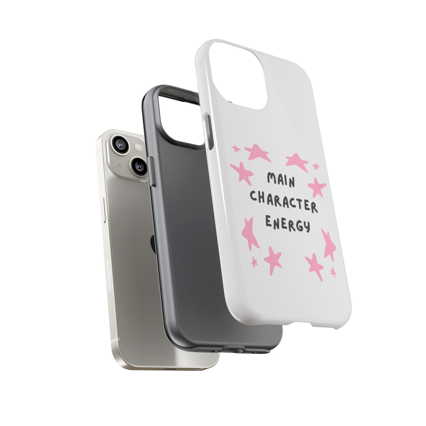 Main Character Energy Phone Case — Pink Stars Protective iPhone Cover