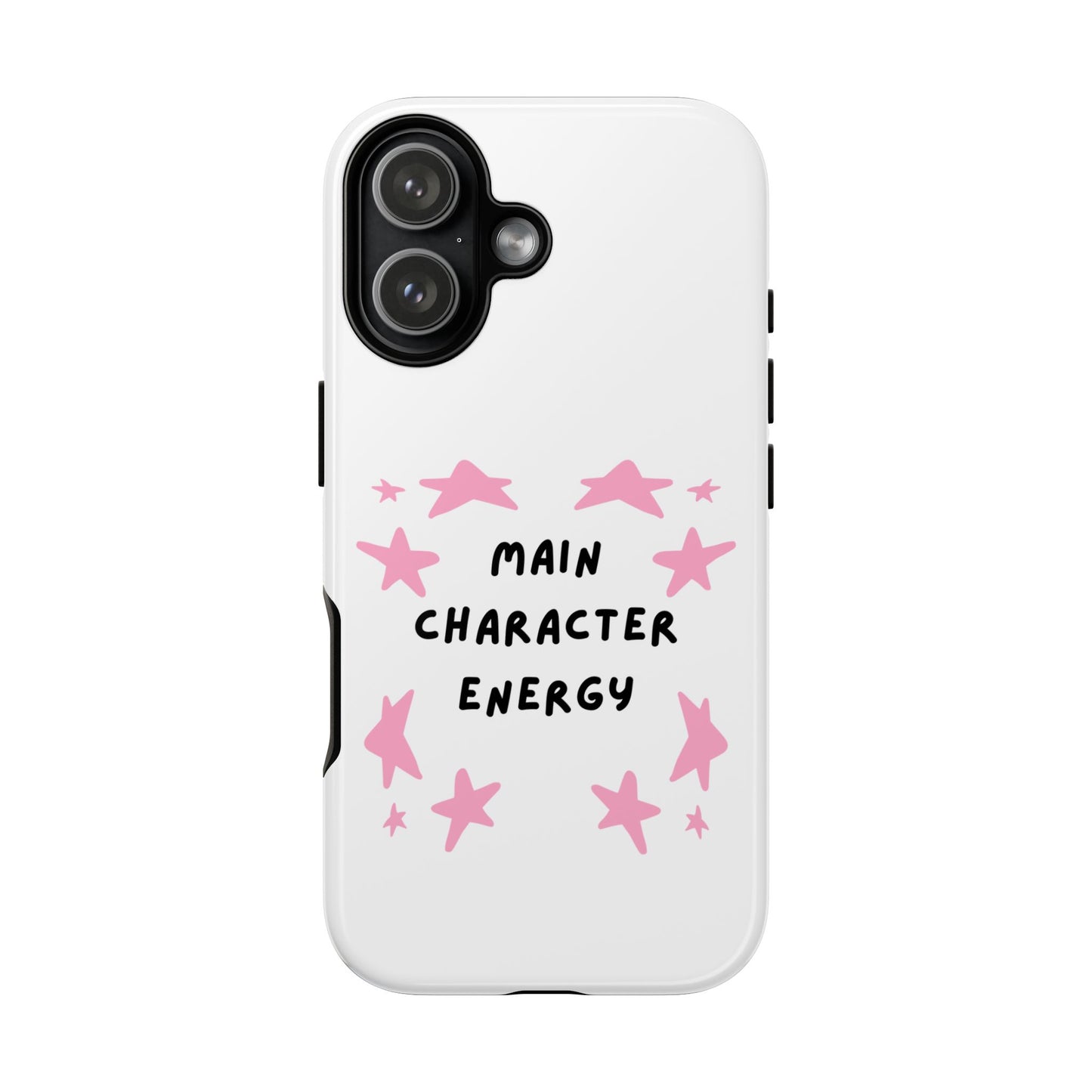 Main Character Energy Phone Case — Pink Stars Protective iPhone Cover