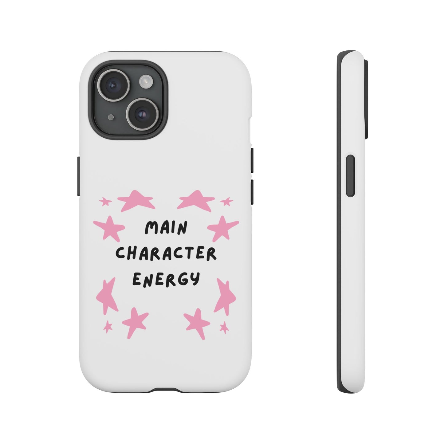Main Character Energy Phone Case — Pink Stars Protective iPhone Cover