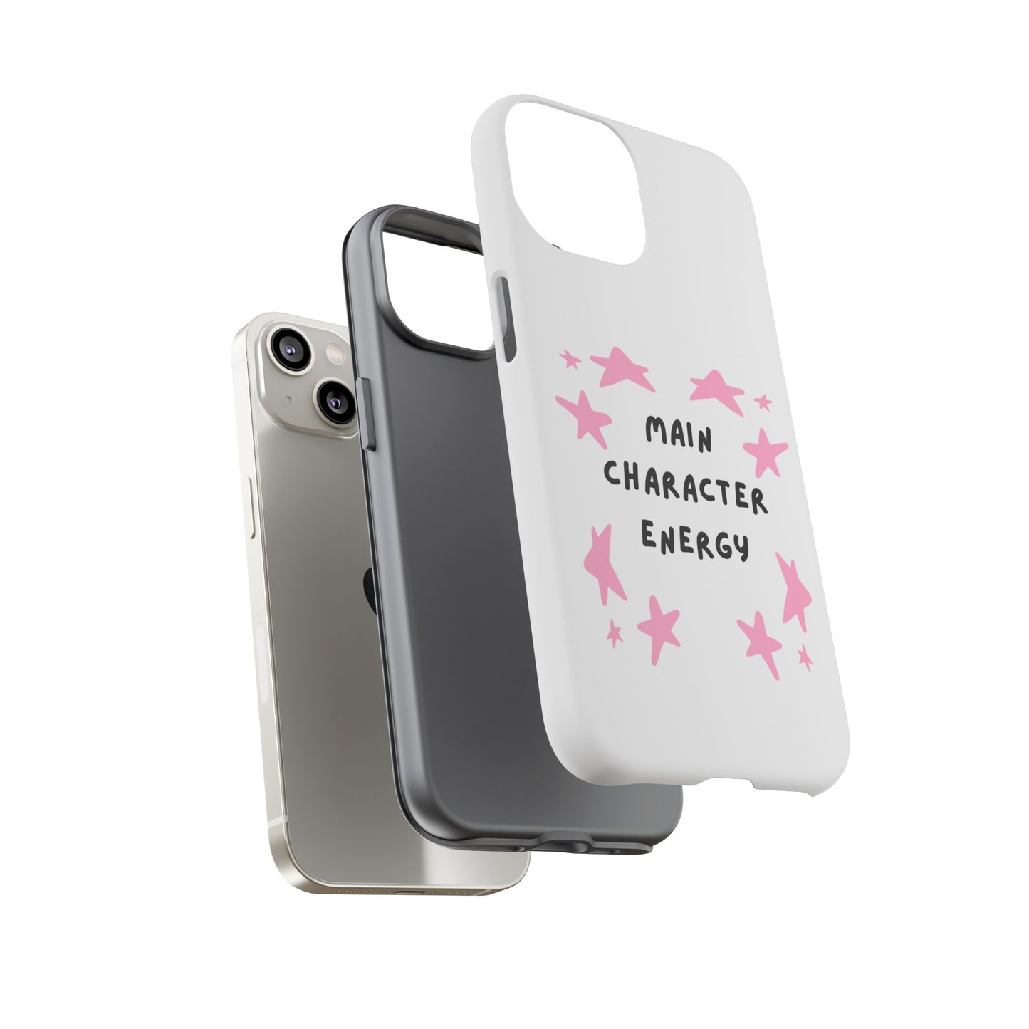 Main Character Energy Phone Case — Pink Stars Protective iPhone Cover