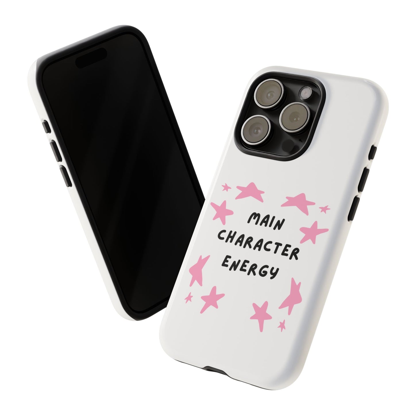 Main Character Energy Phone Case — Pink Stars Protective iPhone Cover