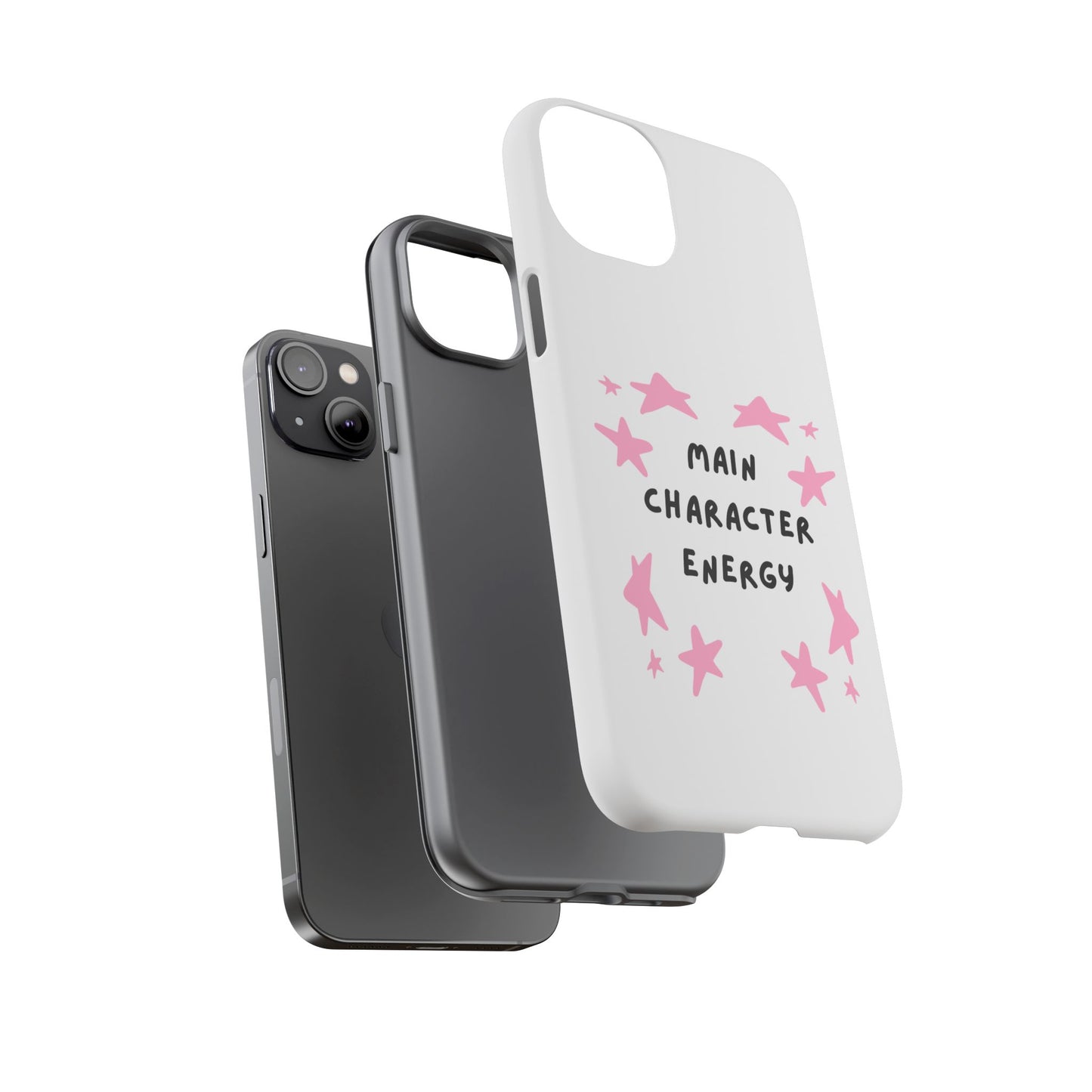 Main Character Energy Phone Case — Pink Stars Protective iPhone Cover