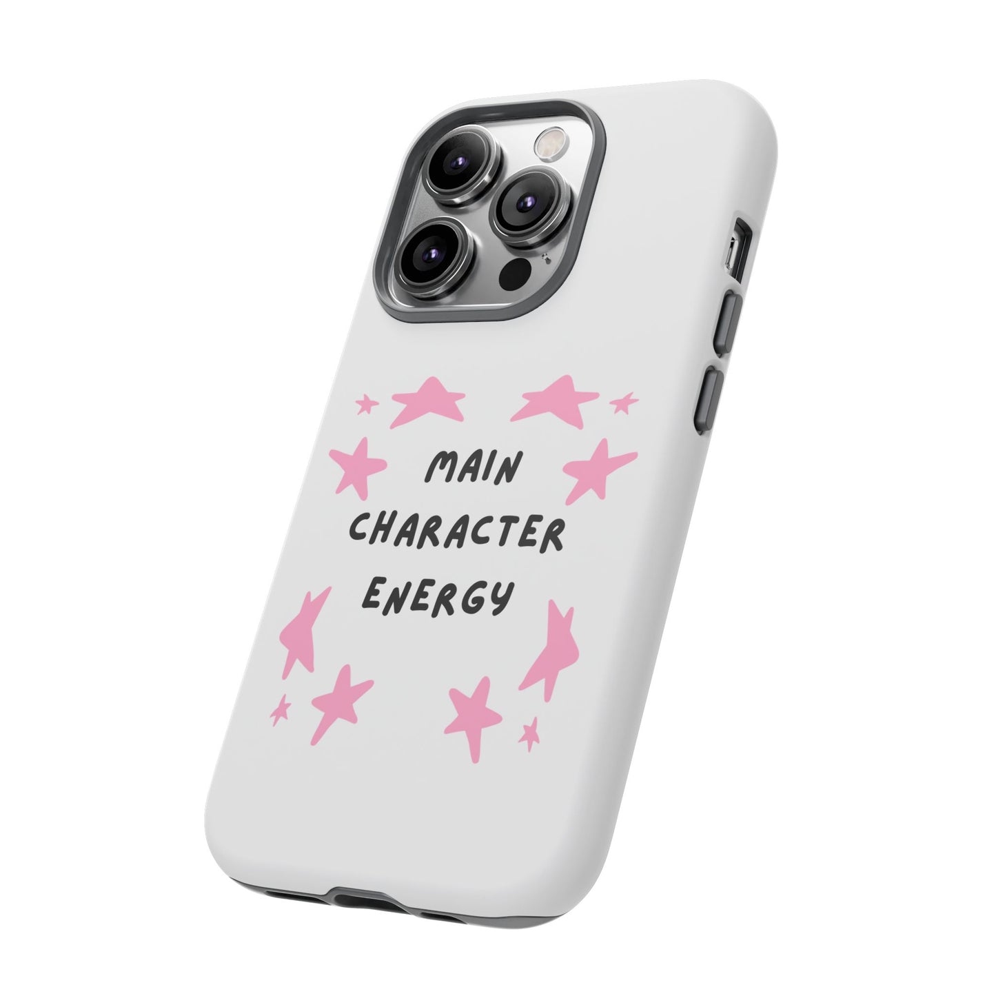 Main Character Energy Phone Case — Pink Stars Protective iPhone Cover