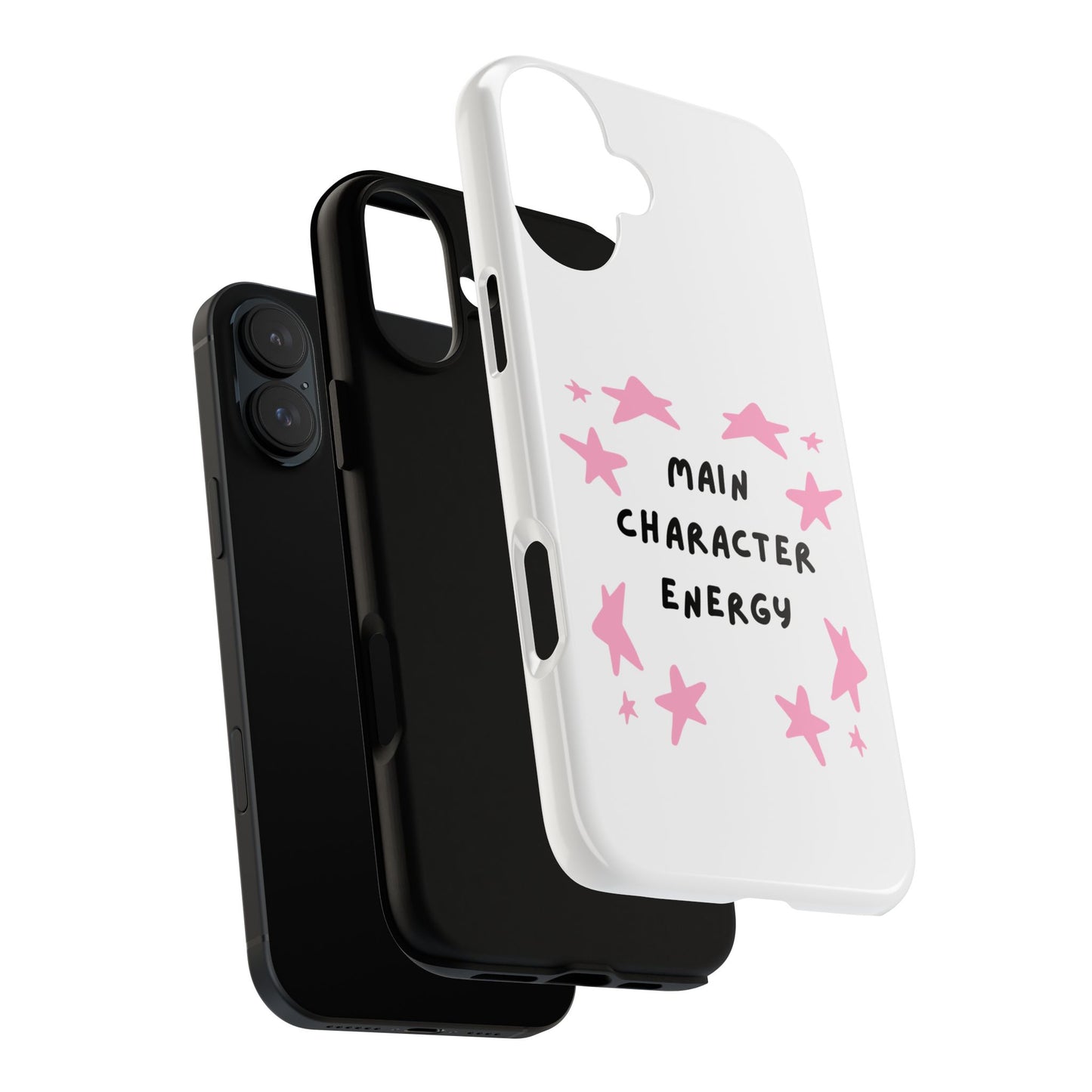 Main Character Energy Phone Case — Pink Stars Protective iPhone Cover