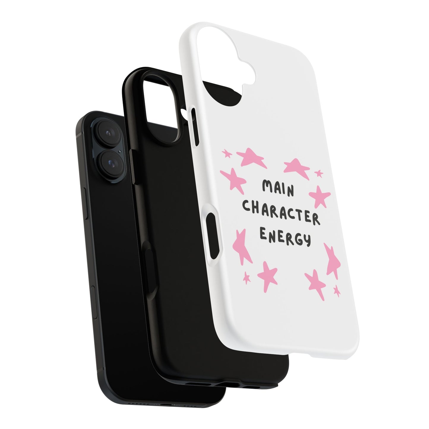 Main Character Energy Phone Case — Pink Stars Protective iPhone Cover