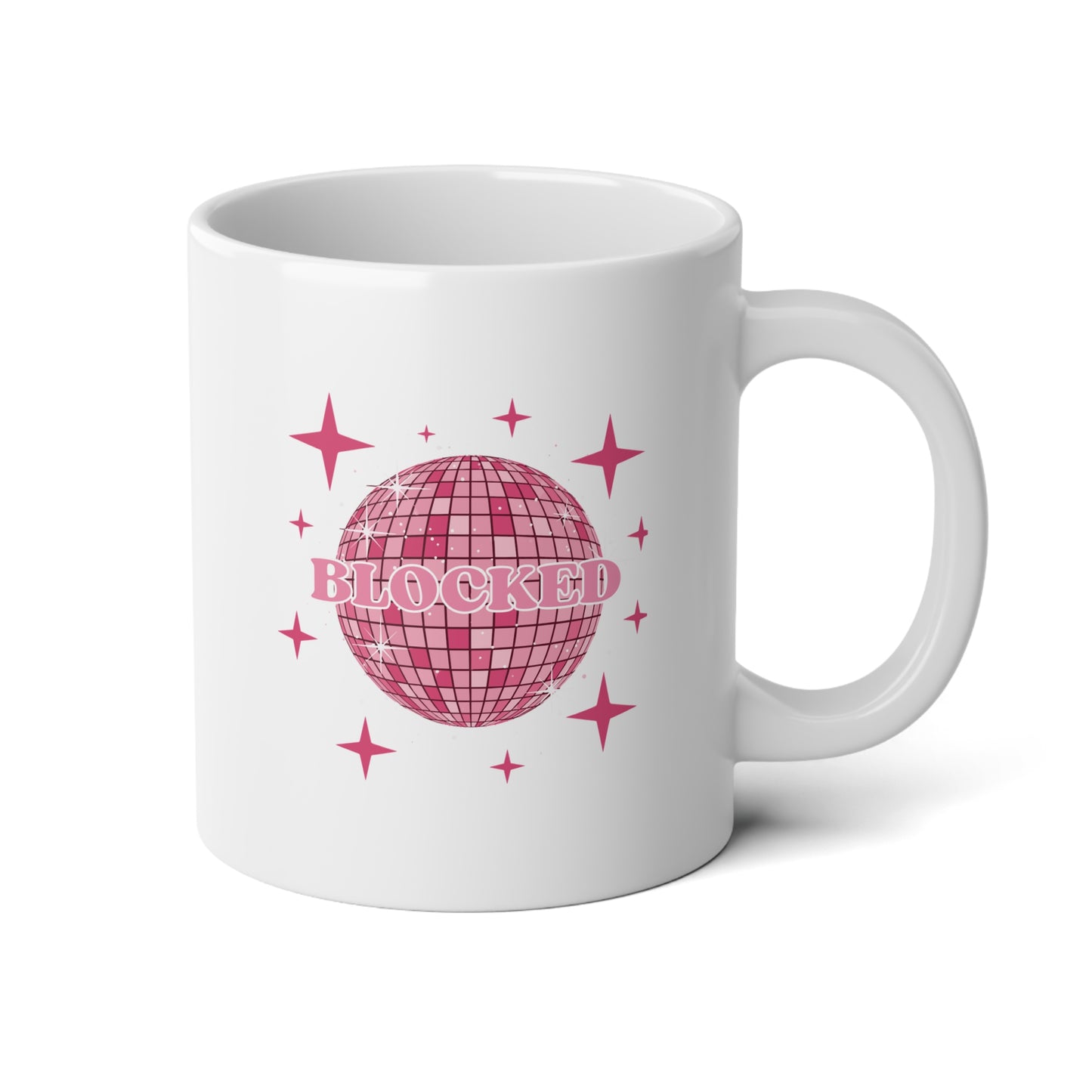20oz Jumbo Mug — Pink Retro Star Graphic Coffee Cup