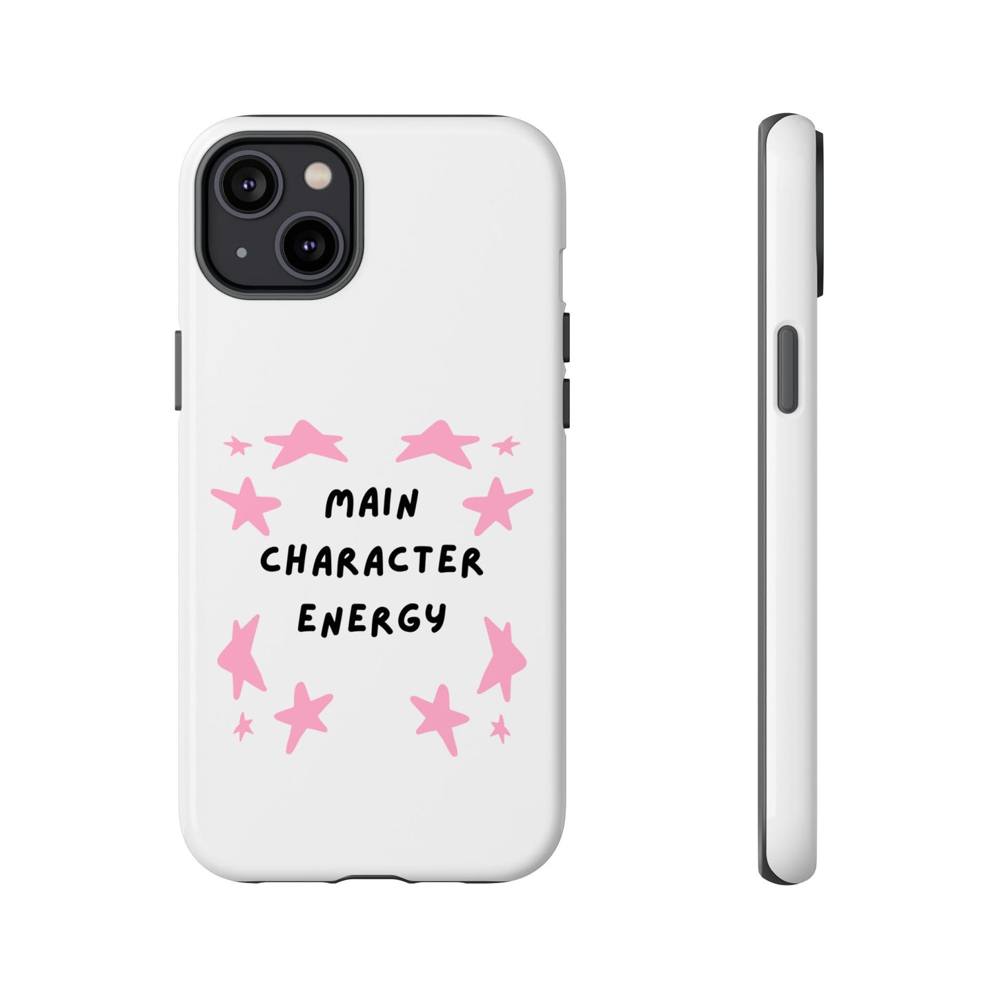 Main Character Energy Phone Case — Pink Stars Protective iPhone Cover