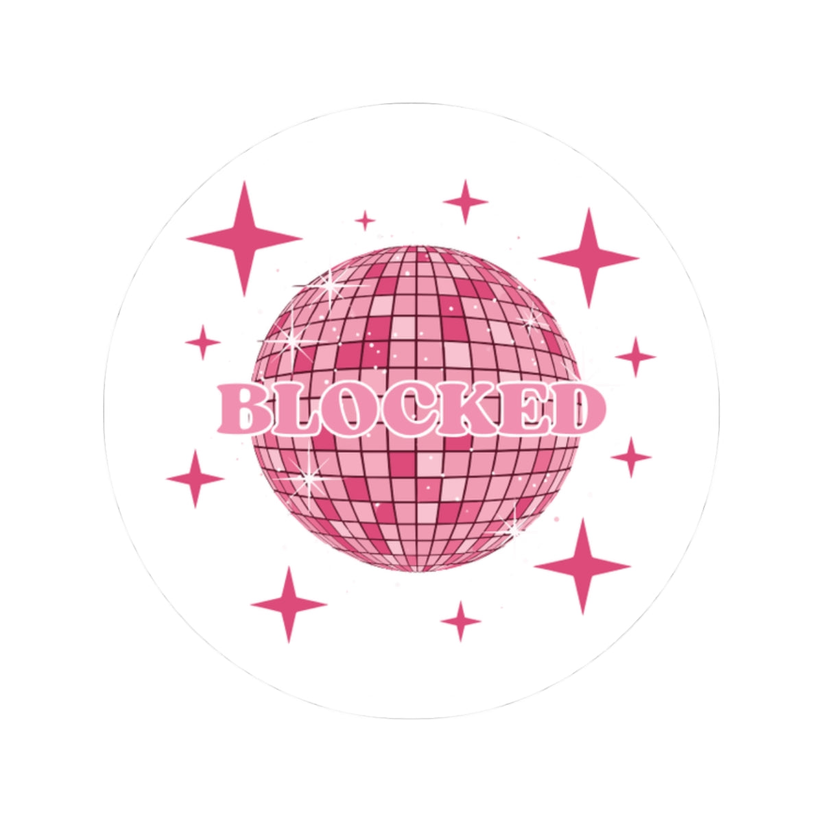 Blocked Pink Disco Sticker — Kiss-Cut Retro Mirrorball Sticker