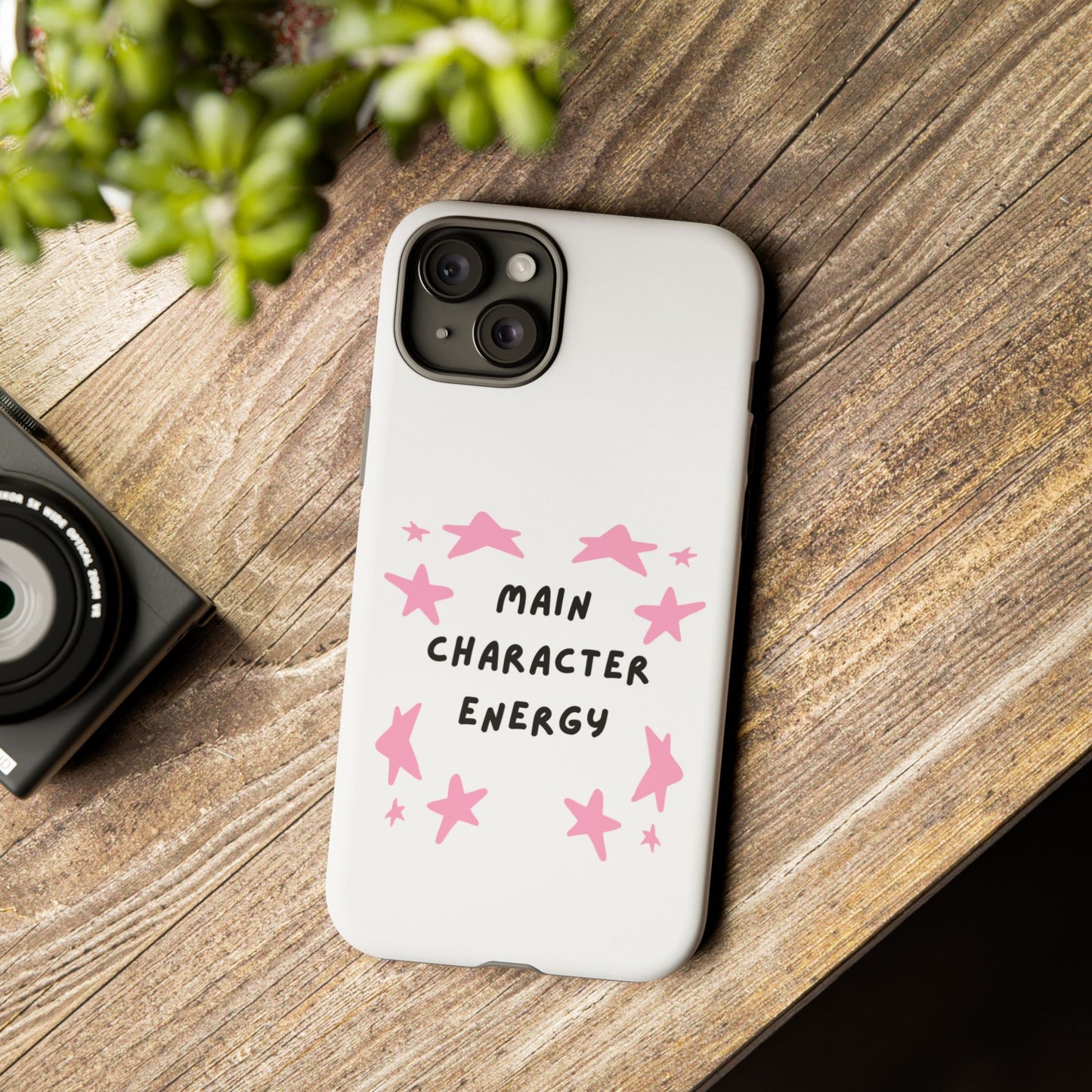 Main Character Energy Phone Case — Pink Stars Protective iPhone Cover