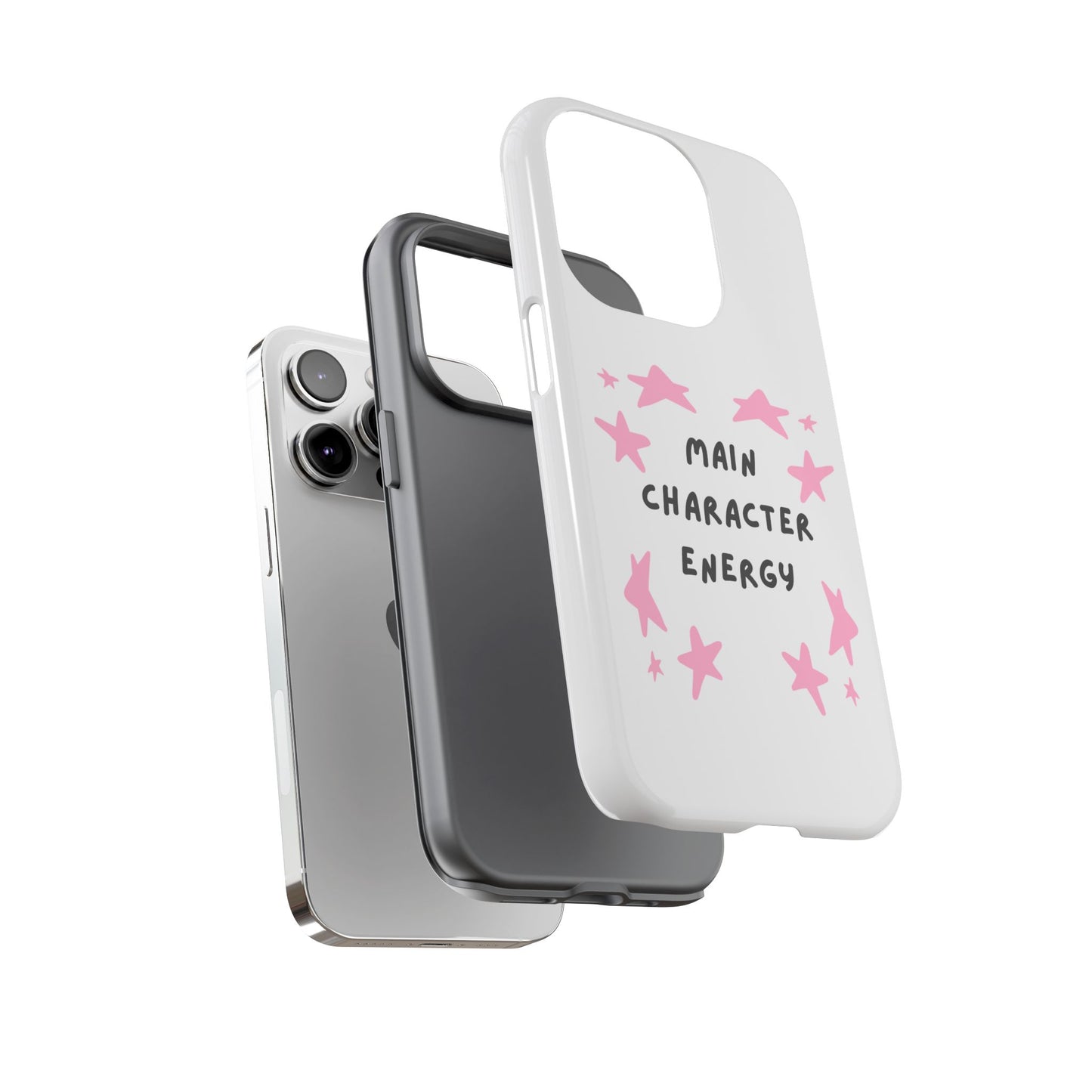 Main Character Energy Phone Case — Pink Stars Protective iPhone Cover