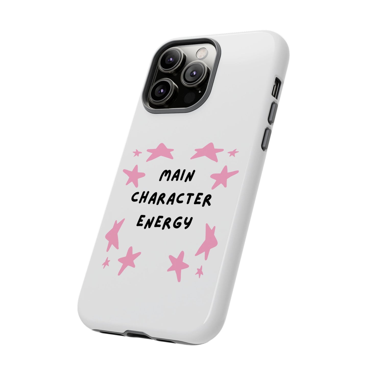 Main Character Energy Phone Case — Pink Stars Protective iPhone Cover