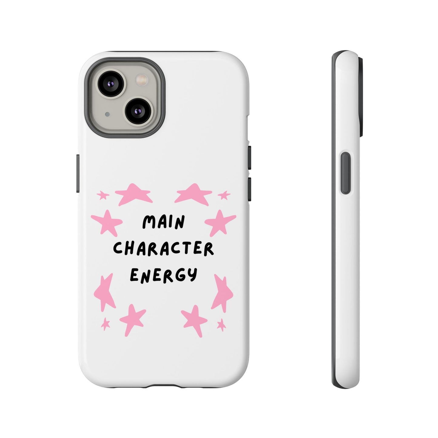 Main Character Energy Phone Case — Pink Stars Protective iPhone Cover