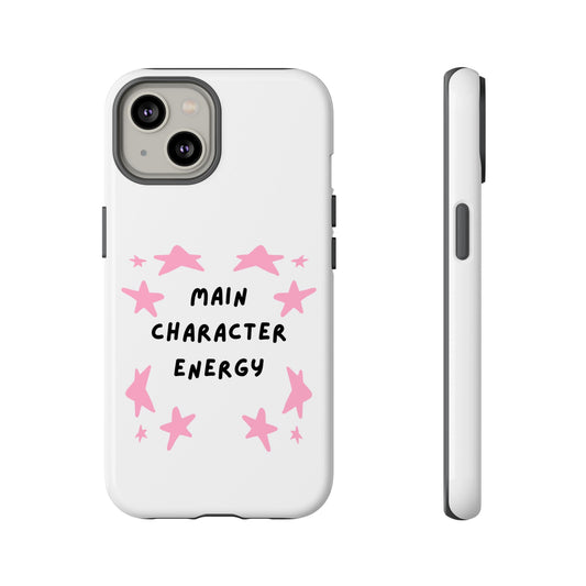 Main Character Energy Phone Case — Pink Stars Protective iPhone Cover
