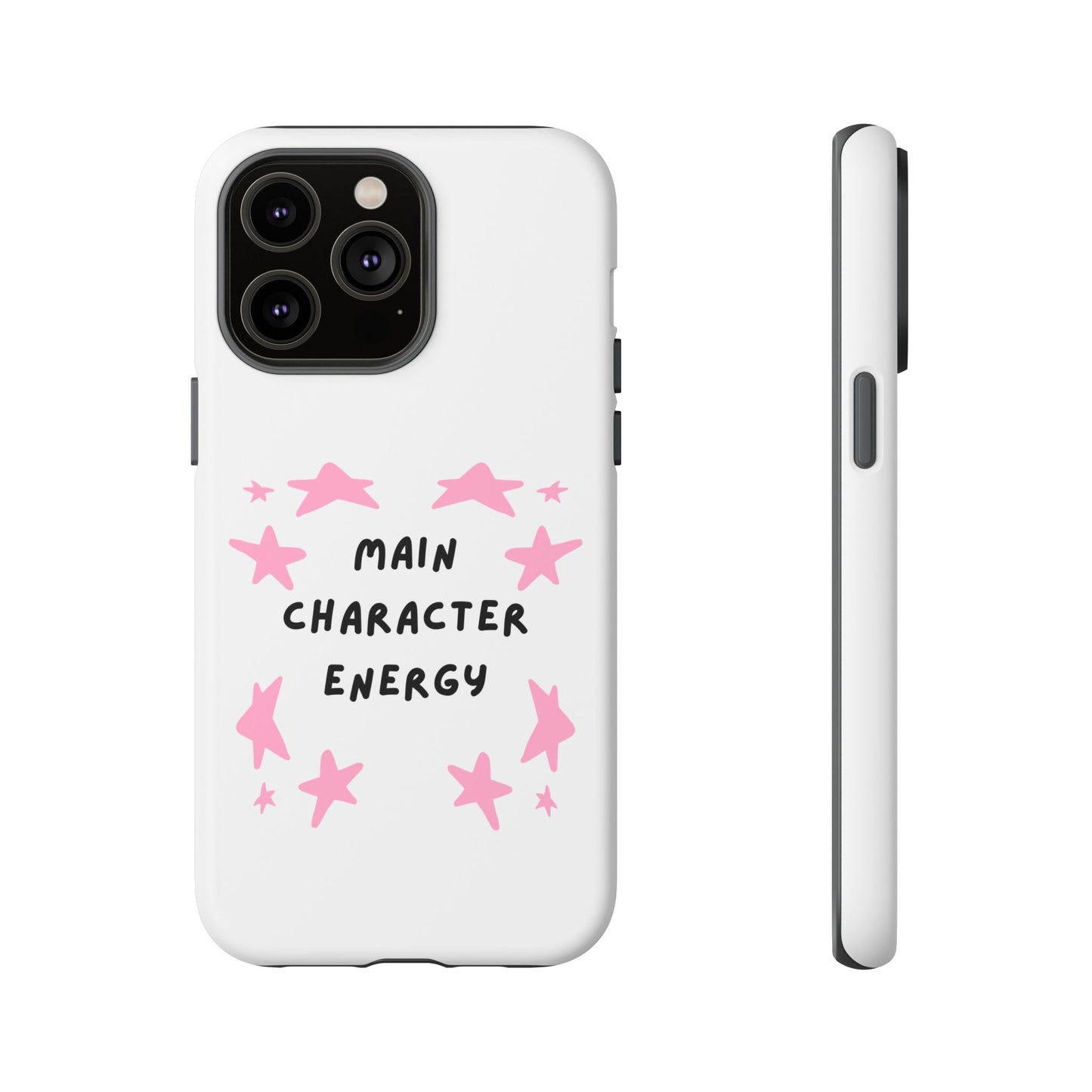 Main Character Energy Phone Case — Pink Stars Protective iPhone Cover