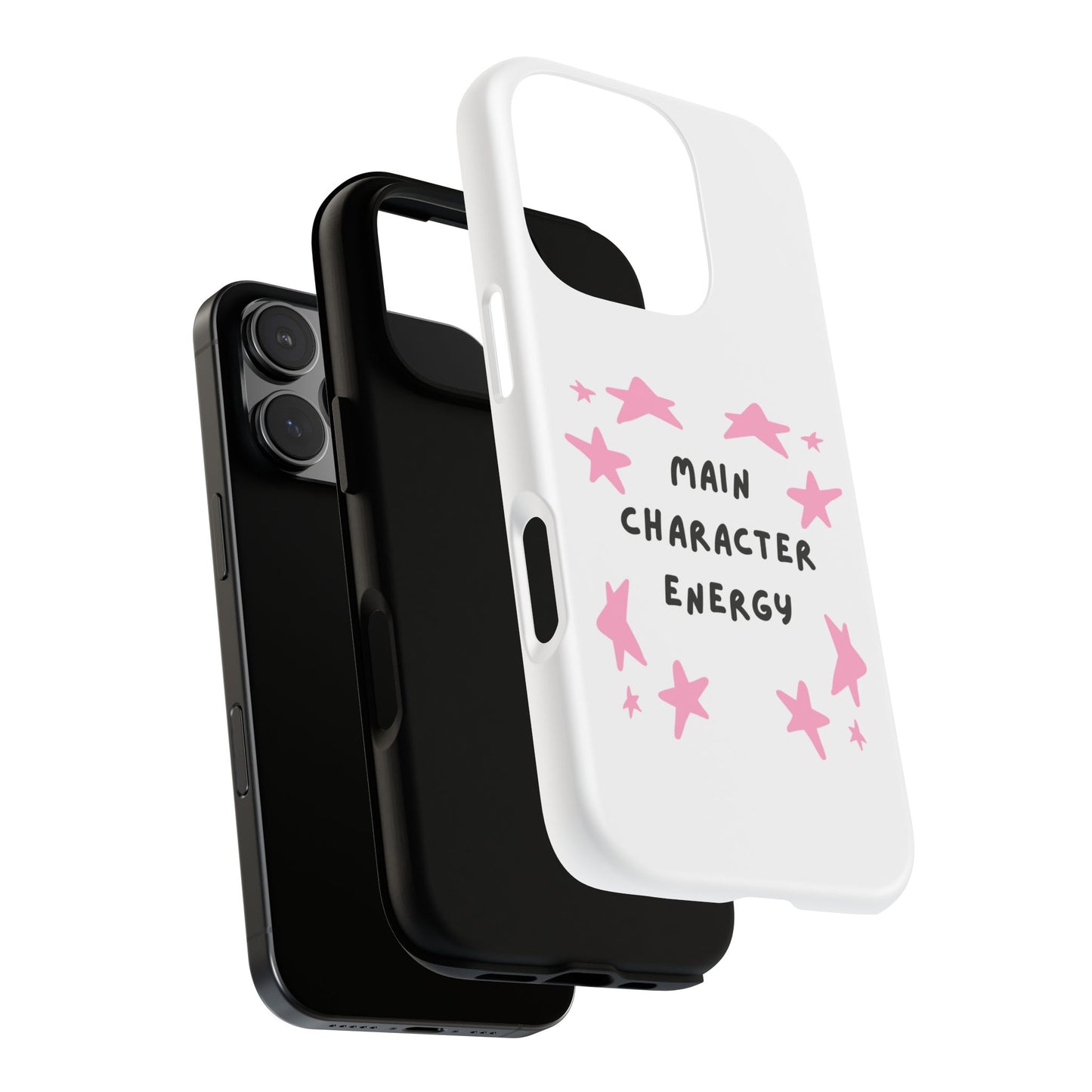 Main Character Energy Phone Case — Pink Stars Protective iPhone Cover