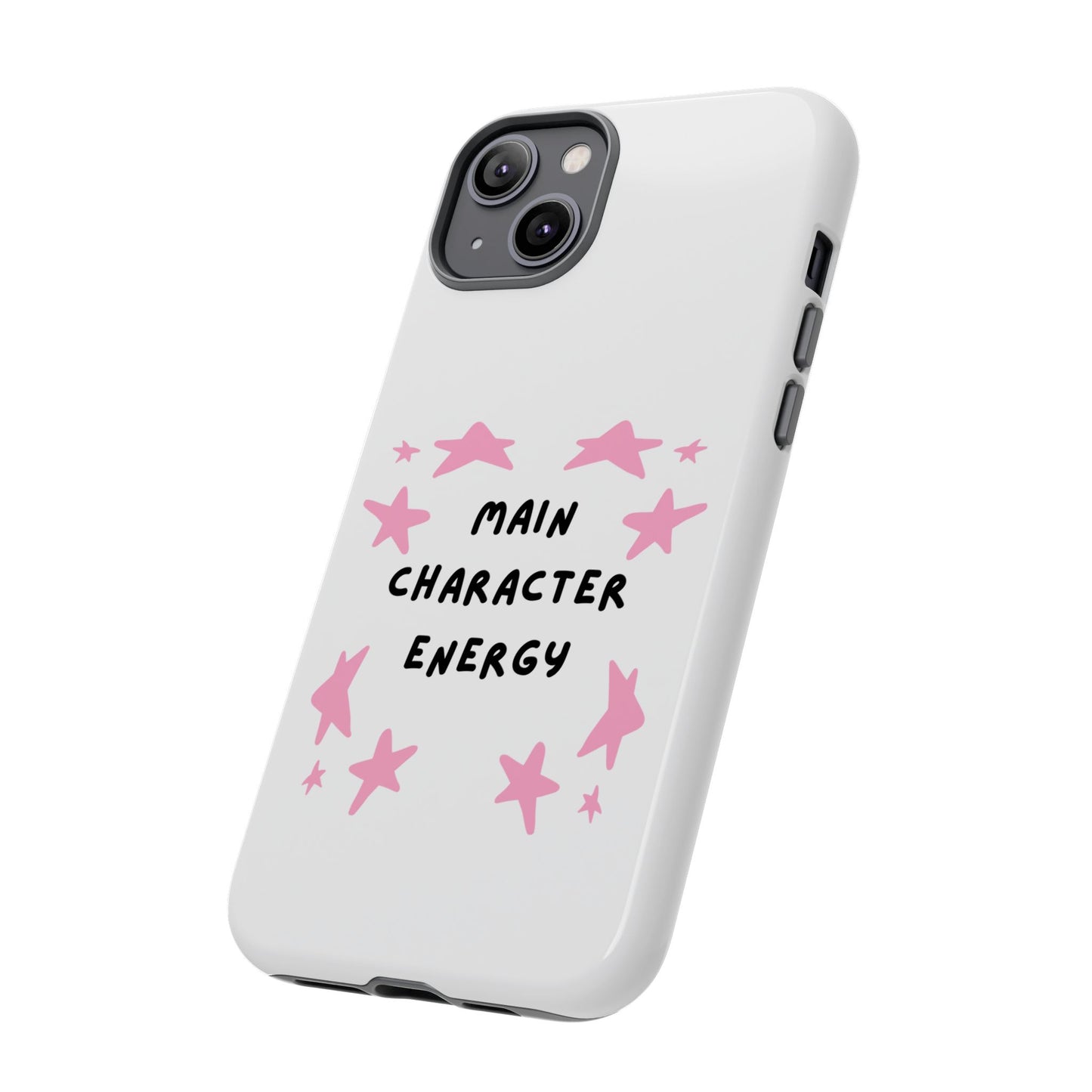 Main Character Energy Phone Case — Pink Stars Protective iPhone Cover