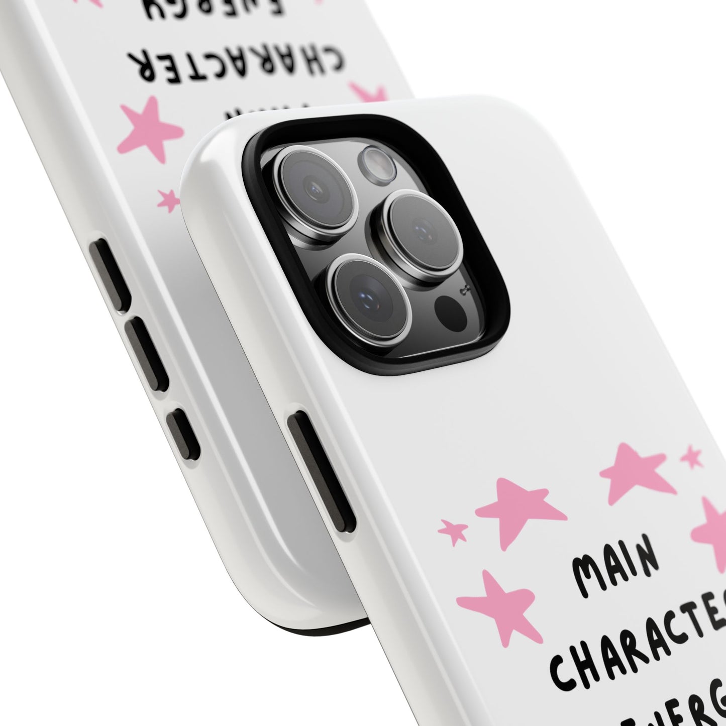 Main Character Energy Phone Case — Pink Stars Protective iPhone Cover