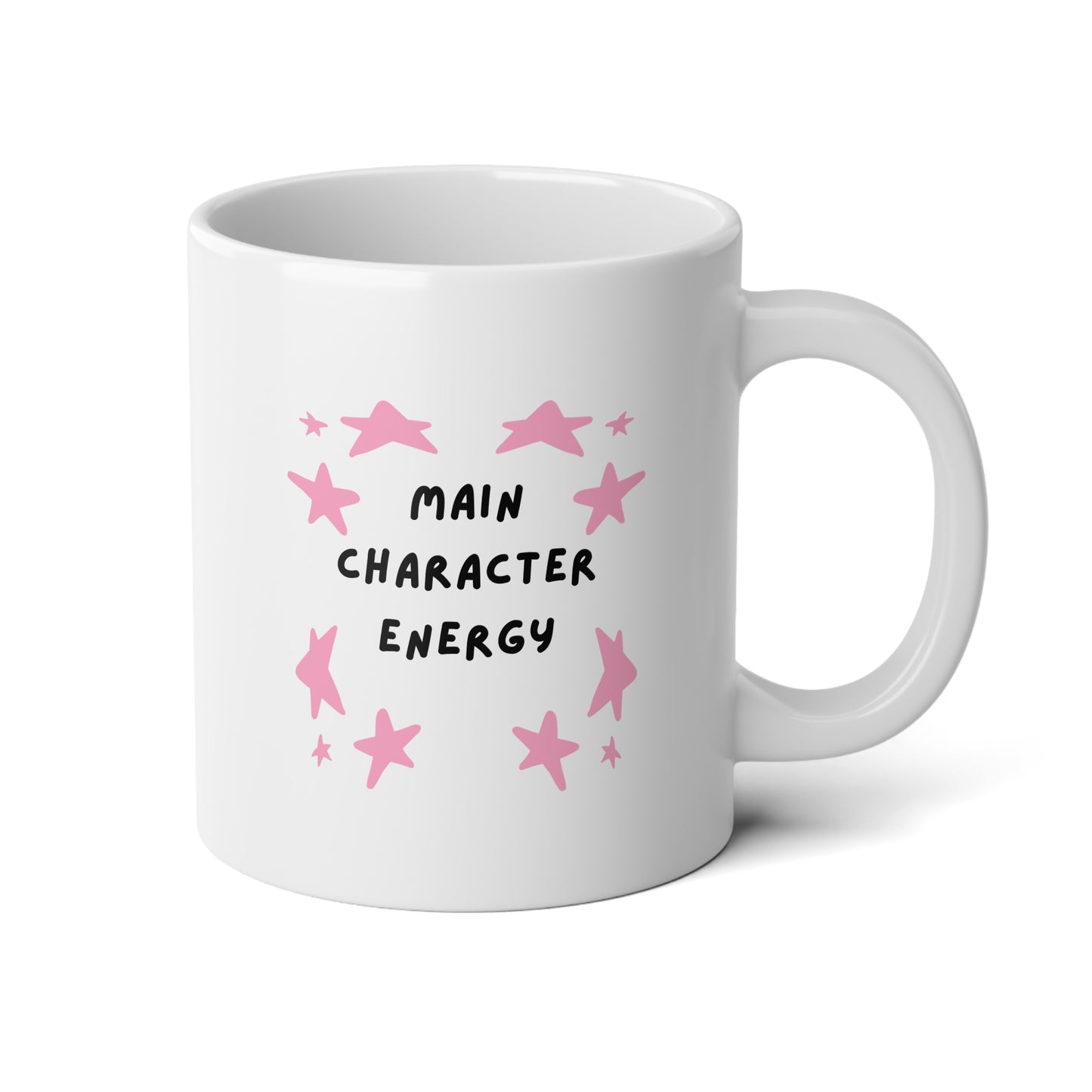 Jumbo Coffee Mug 20oz — Cute Pink Stars "Main Character Energy" Design
