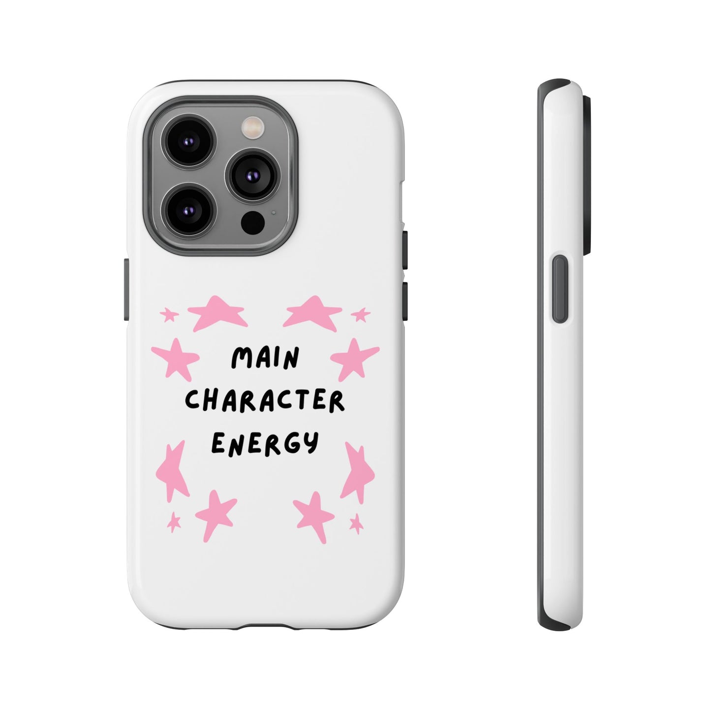 Main Character Energy Phone Case — Pink Stars Protective iPhone Cover