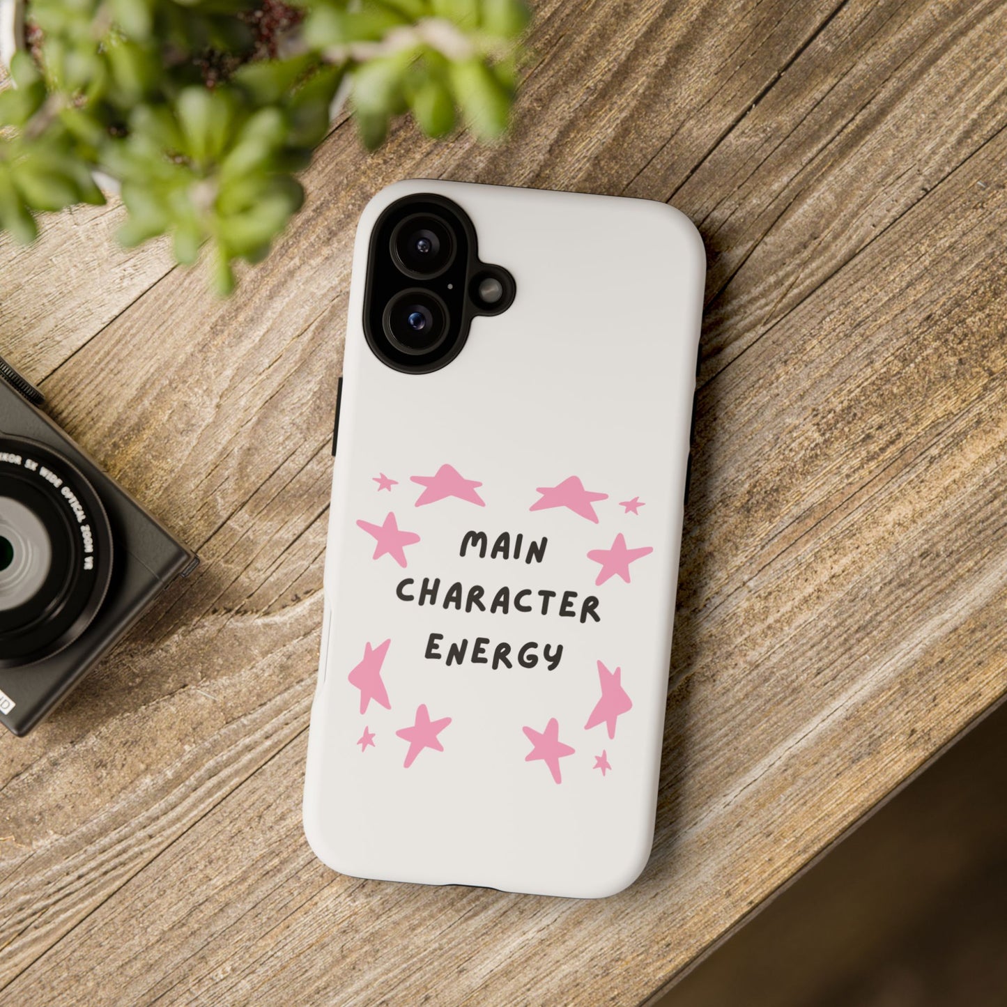 Main Character Energy Phone Case — Pink Stars Protective iPhone Cover