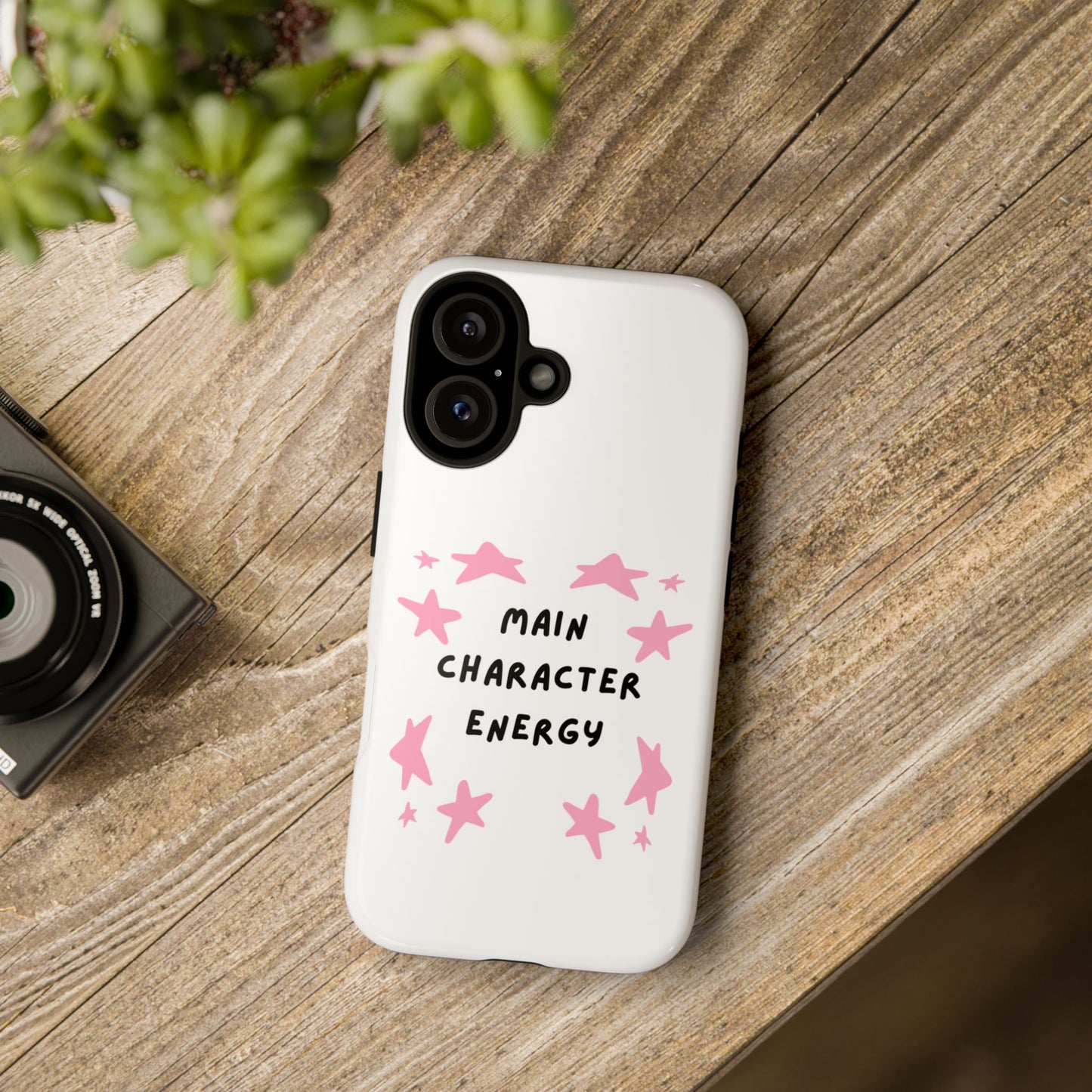 Main Character Energy Phone Case — Pink Stars Protective iPhone Cover