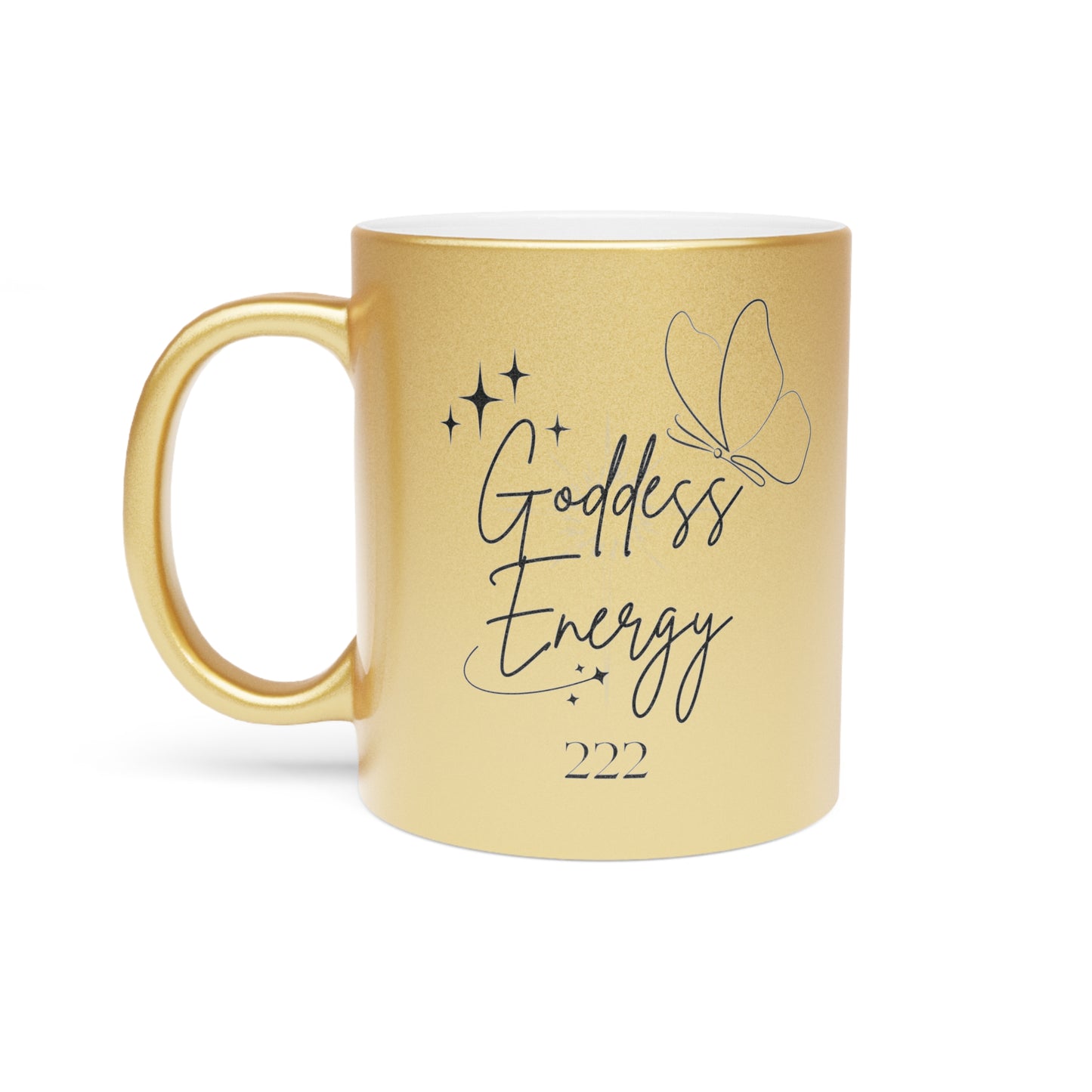 Goddess Energy 222 Metallic Mug — Silver/Gold Sparkle Stainless Coffee Cup